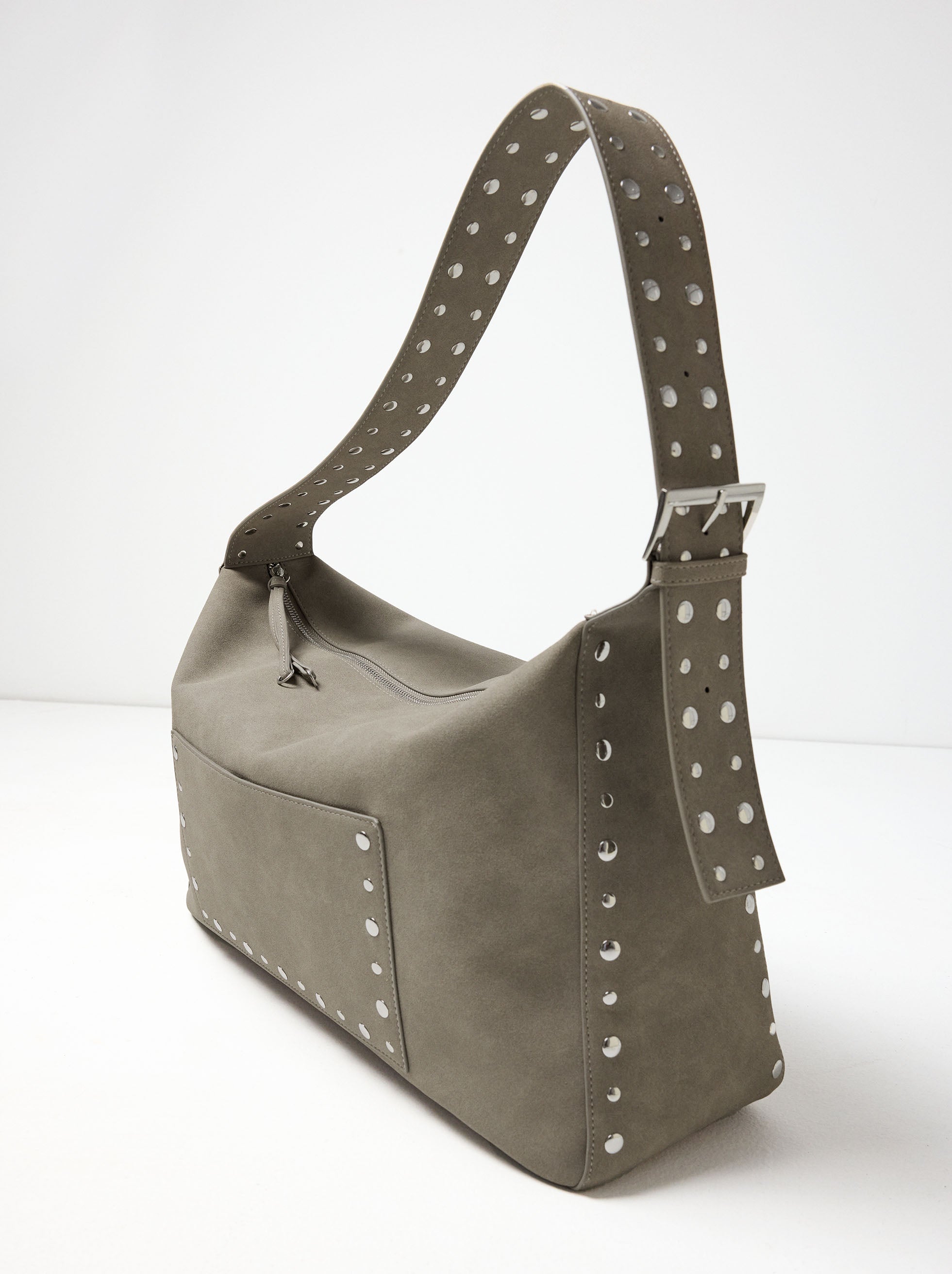 Bolso De Mano Efecto Piel Con Tachuelas