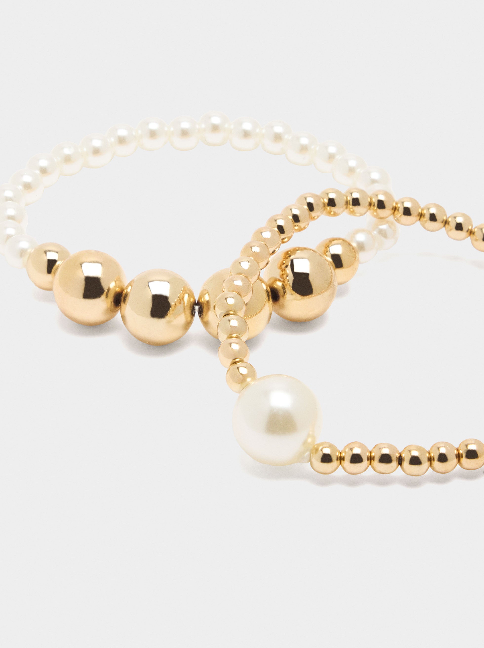 Set De Pulseras Elásticas Con Perlas