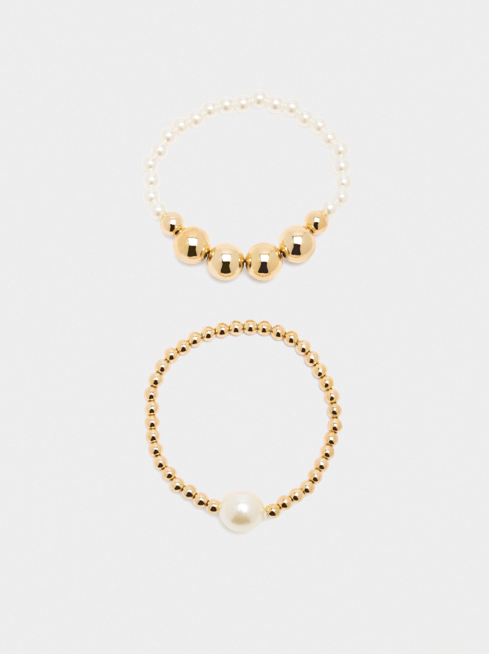 Set De Pulseras Elásticas Con Perlas