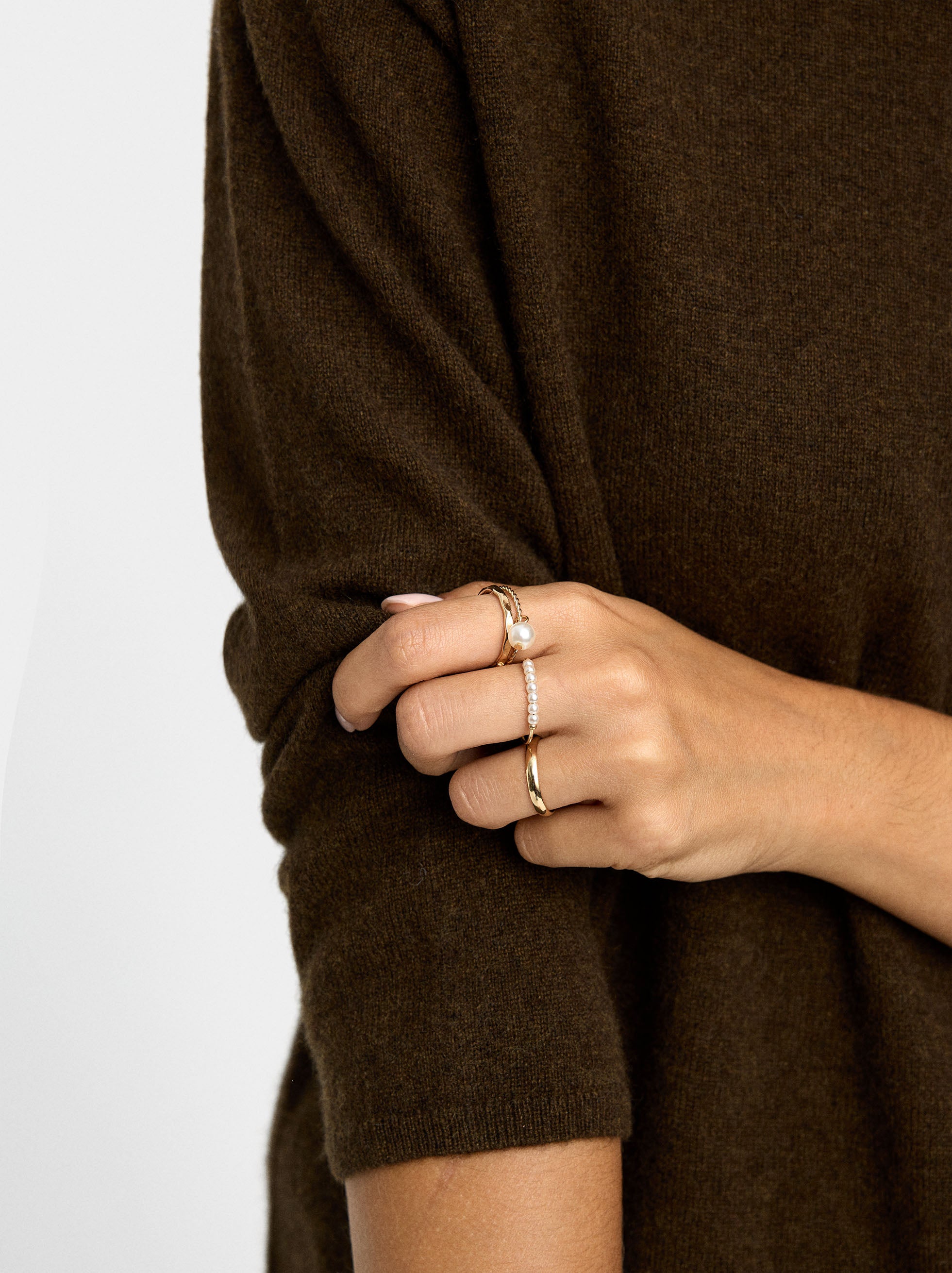 Set De Anillos Con Perlas