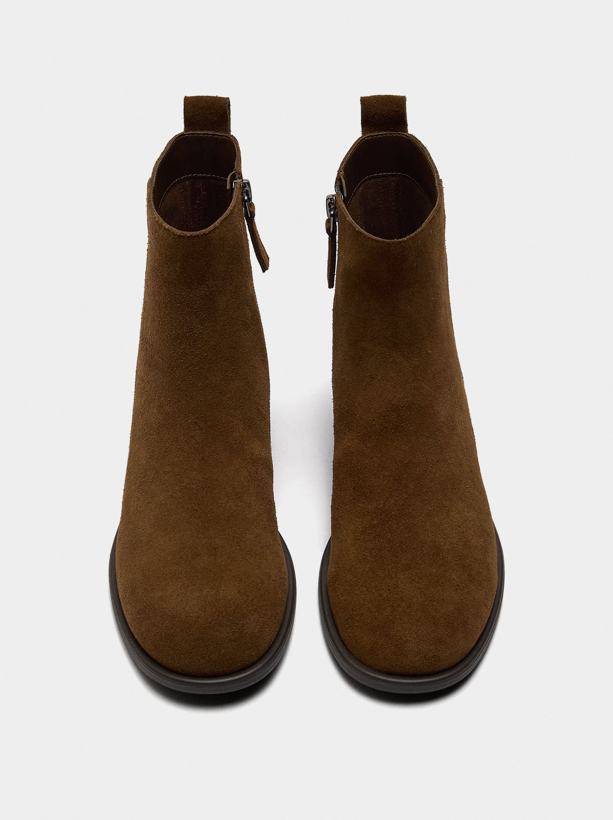Botines De Piel Tacón Bajo