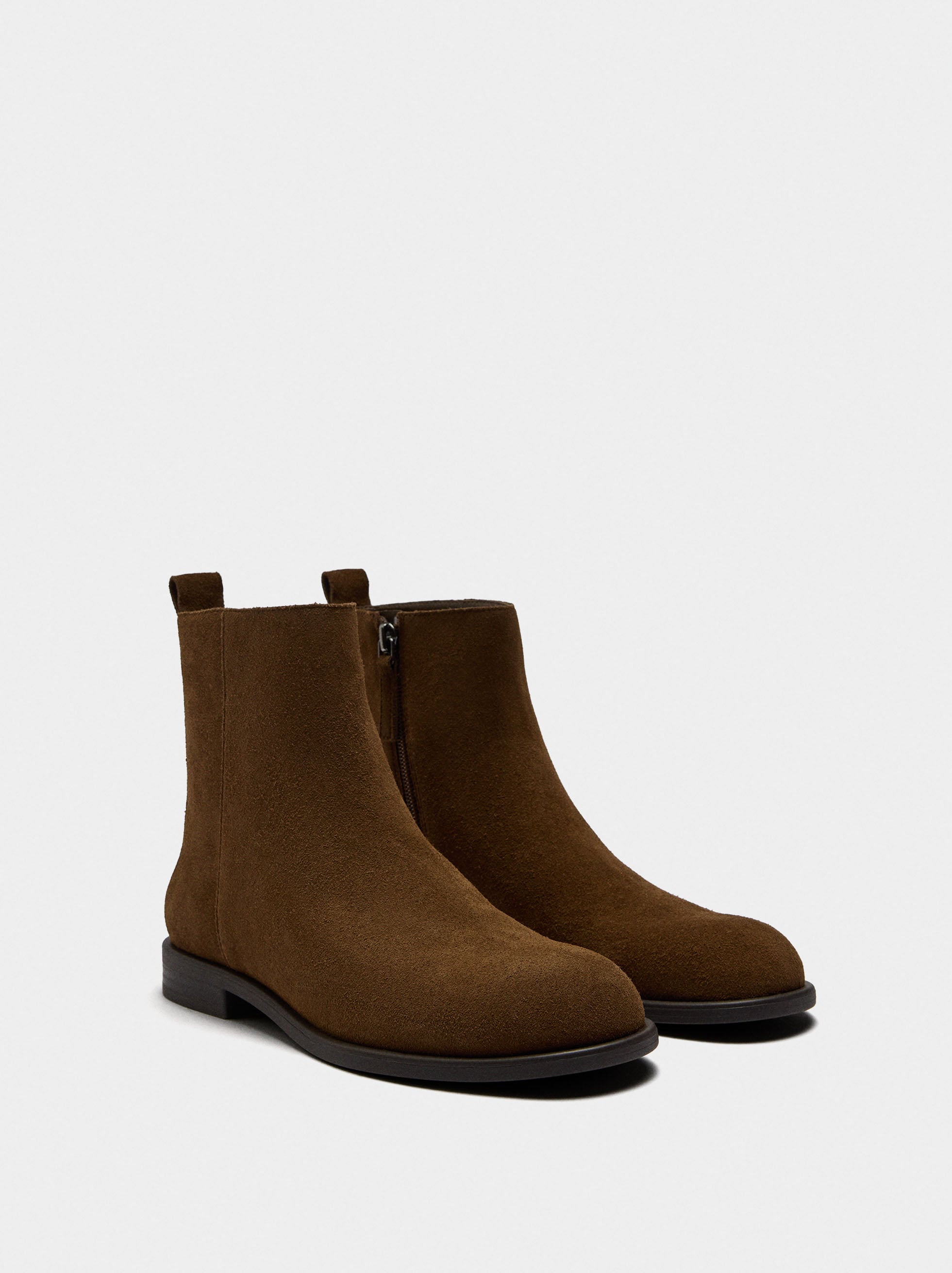 Botines De Piel Tacón Bajo