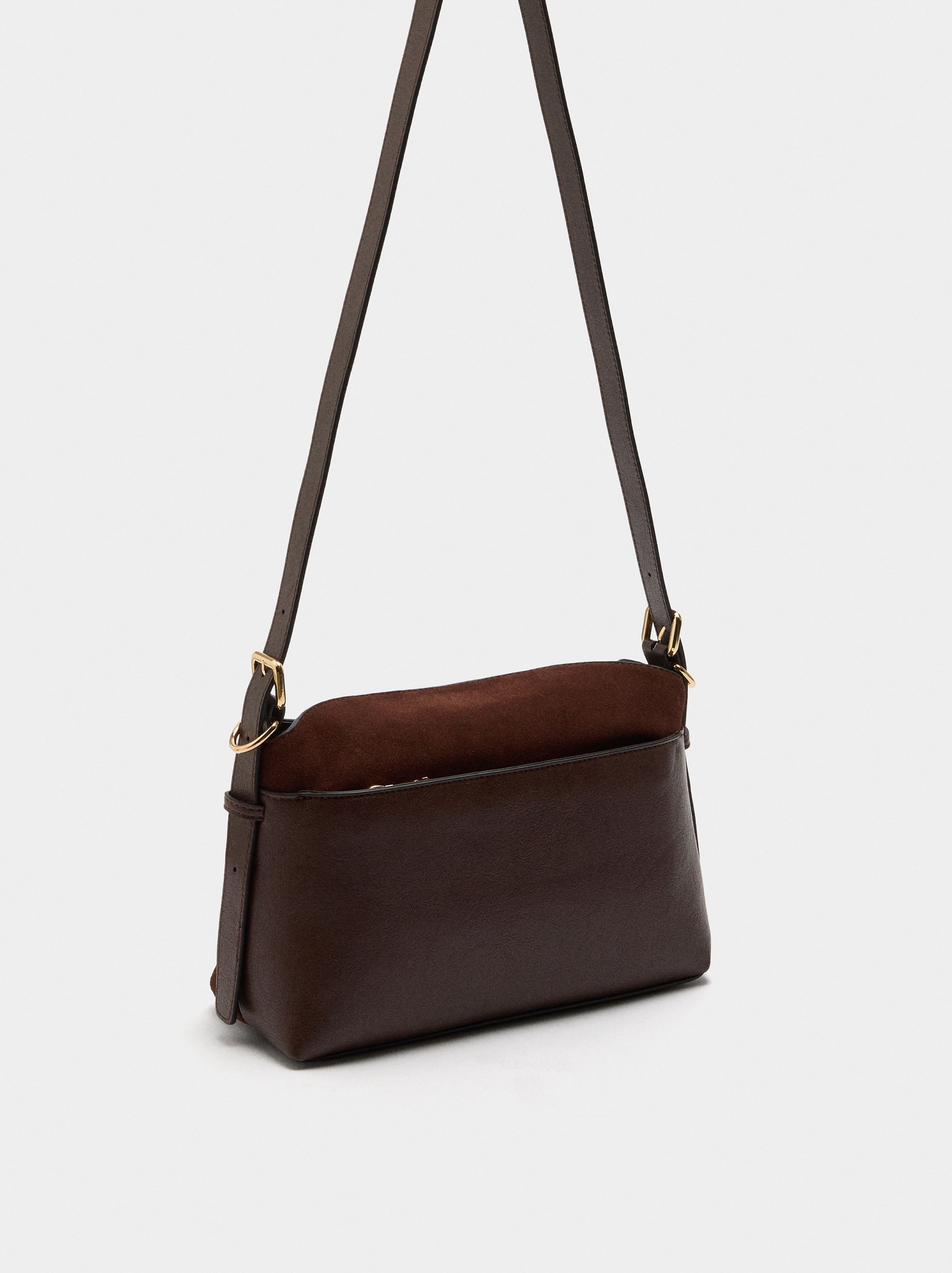 Bolso Bandolera Con Piel