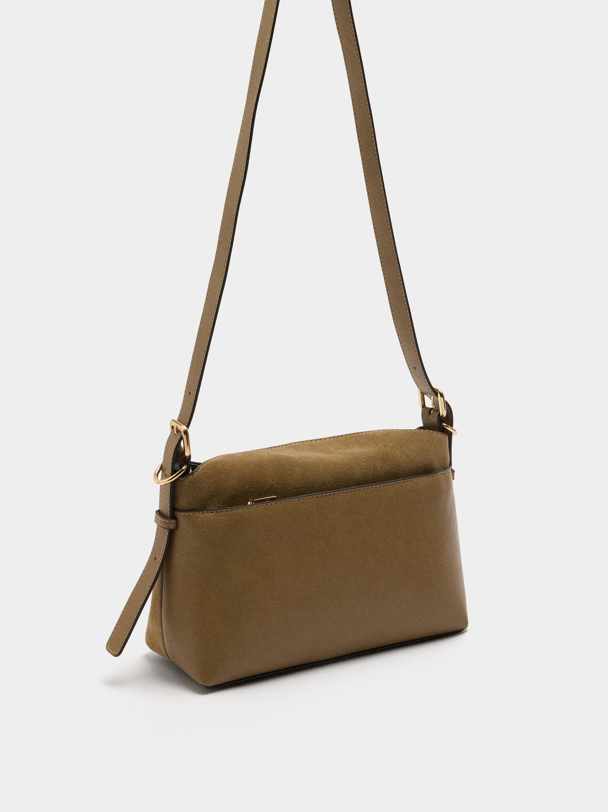 Bolso Bandolera Con Piel