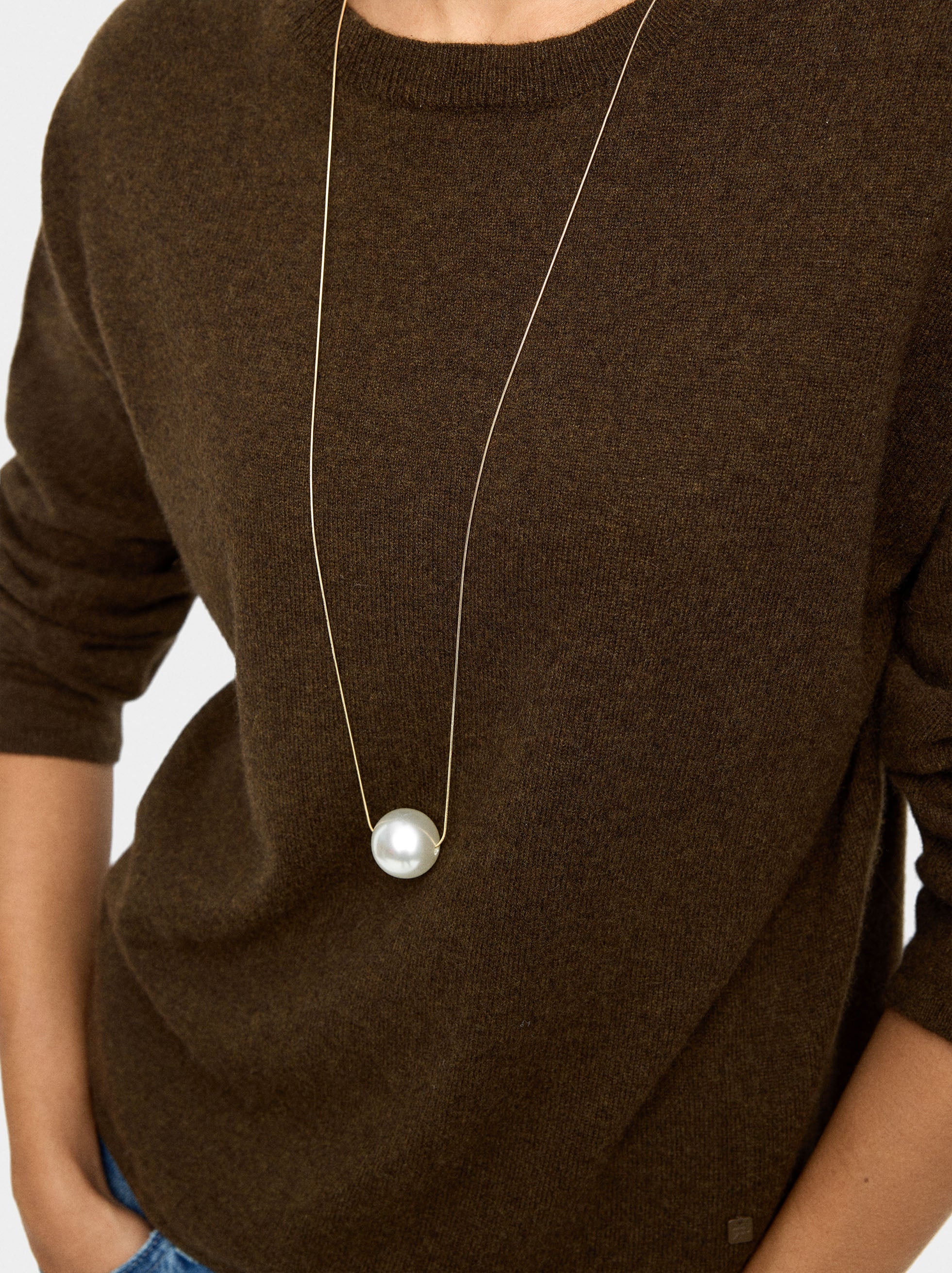 Collar Largo Con Perla