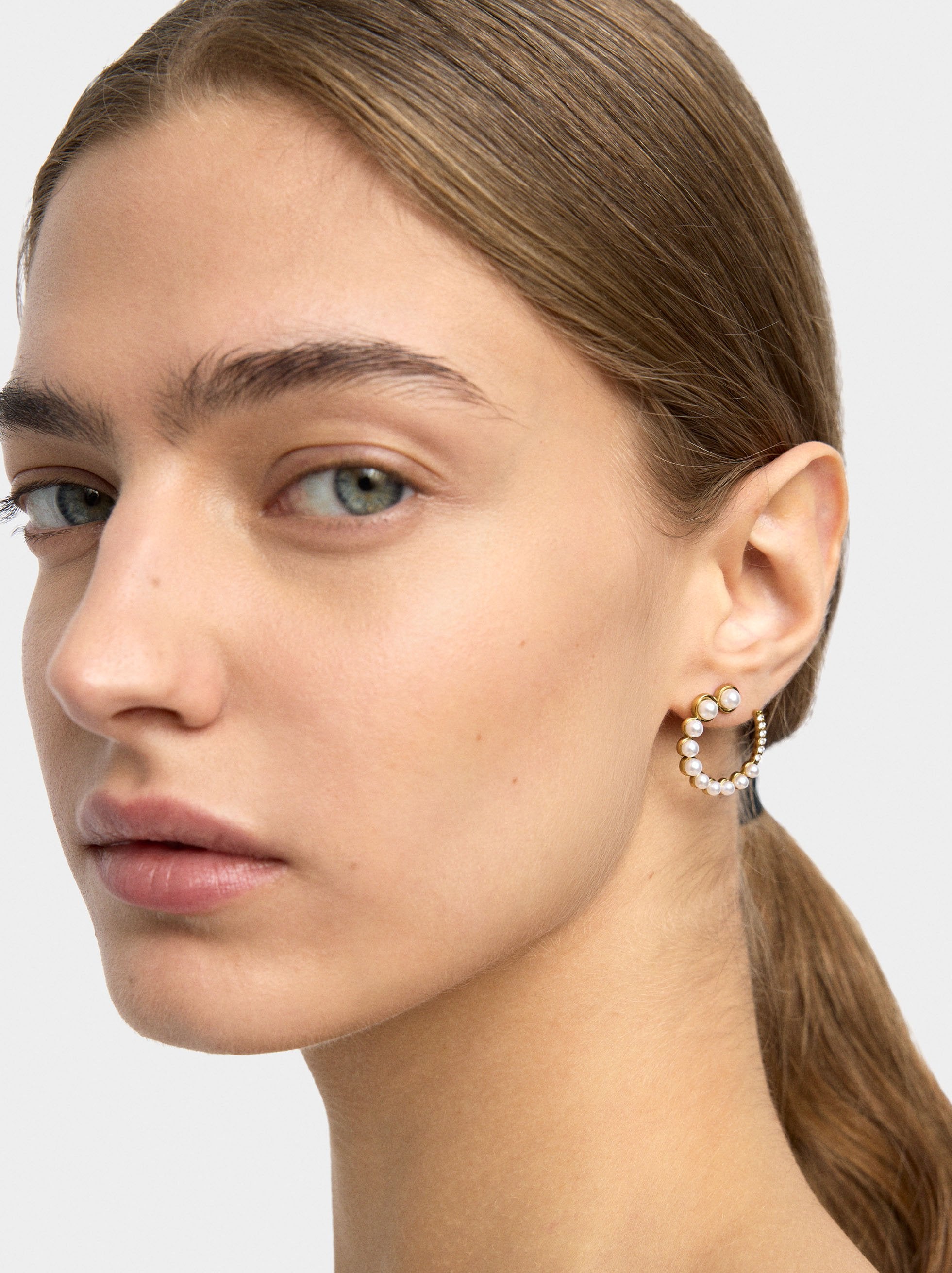 Pendientes De Círculo Con Perlas