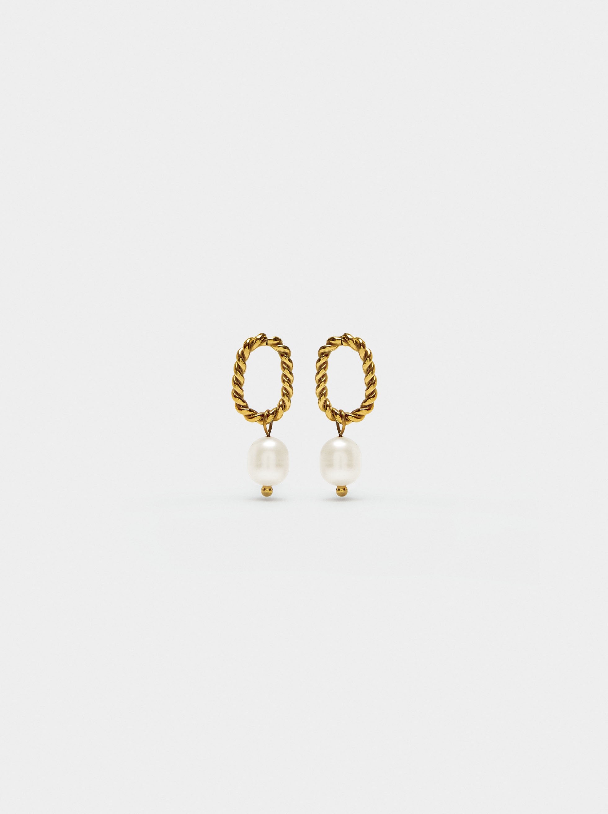 Pendientes Con Perlas - Acero Inoxidable