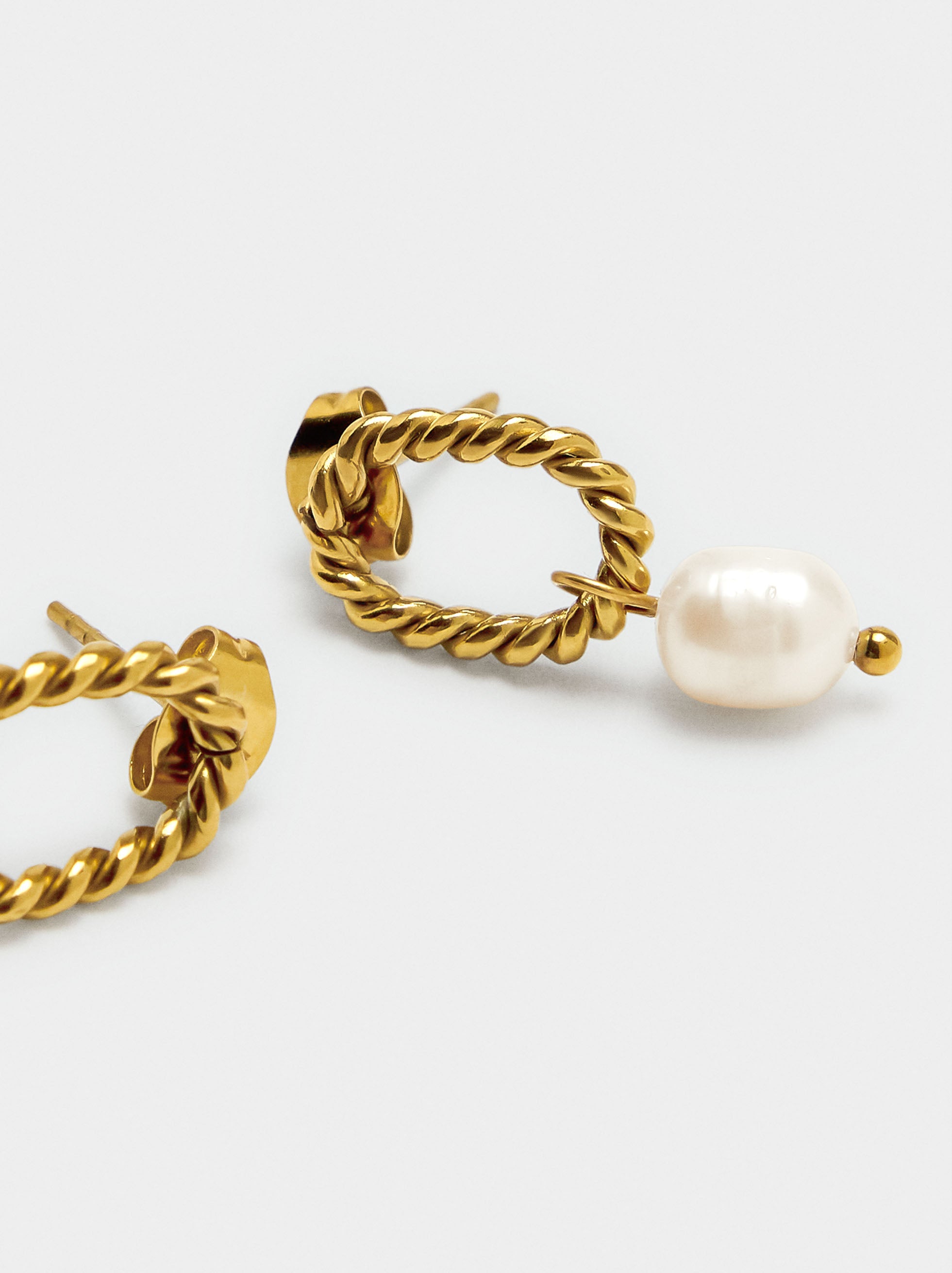 Pendientes Con Perlas - Acero Inoxidable