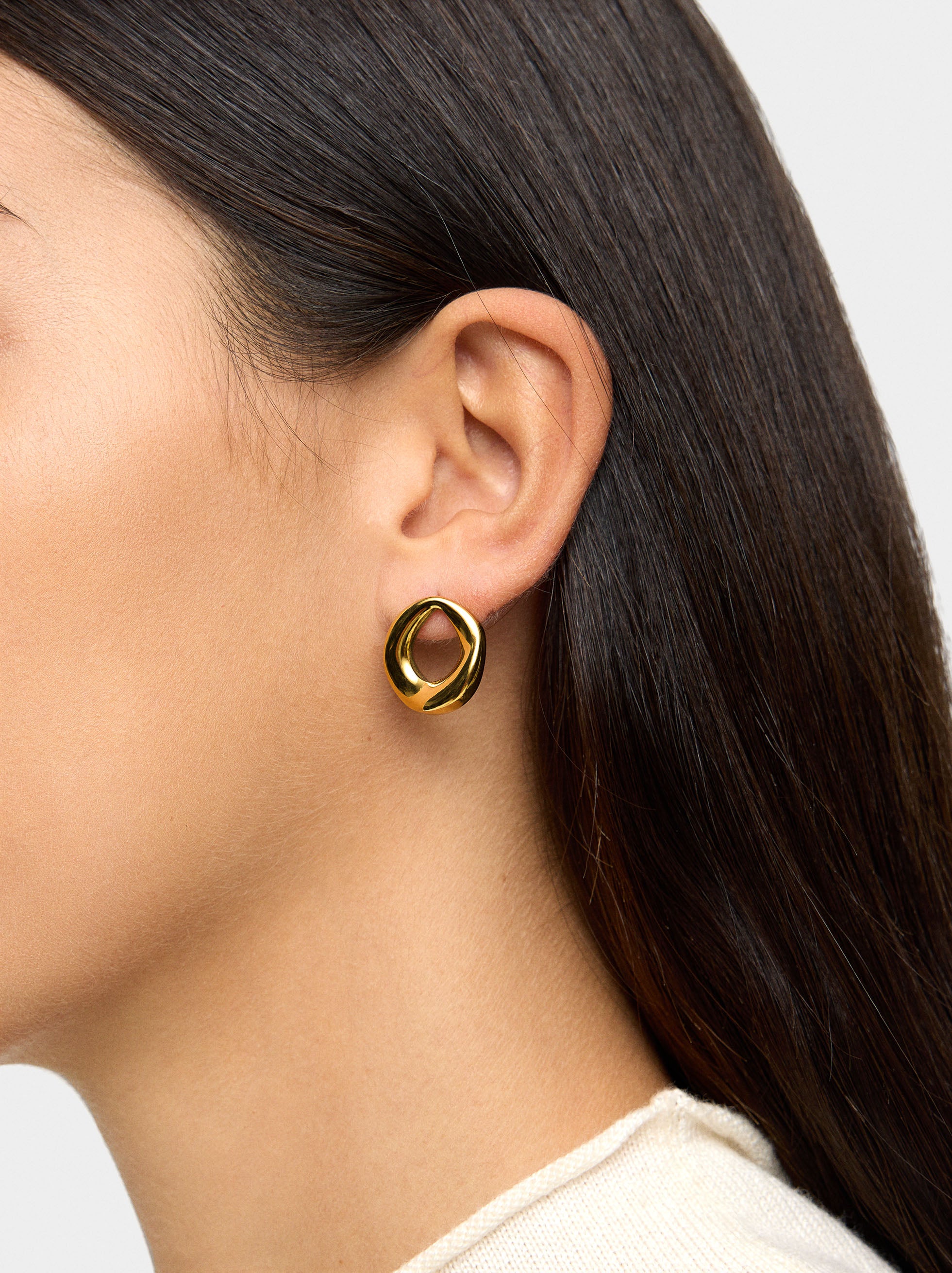 Pendientes De Aro Irregular - Acero Inoxidable