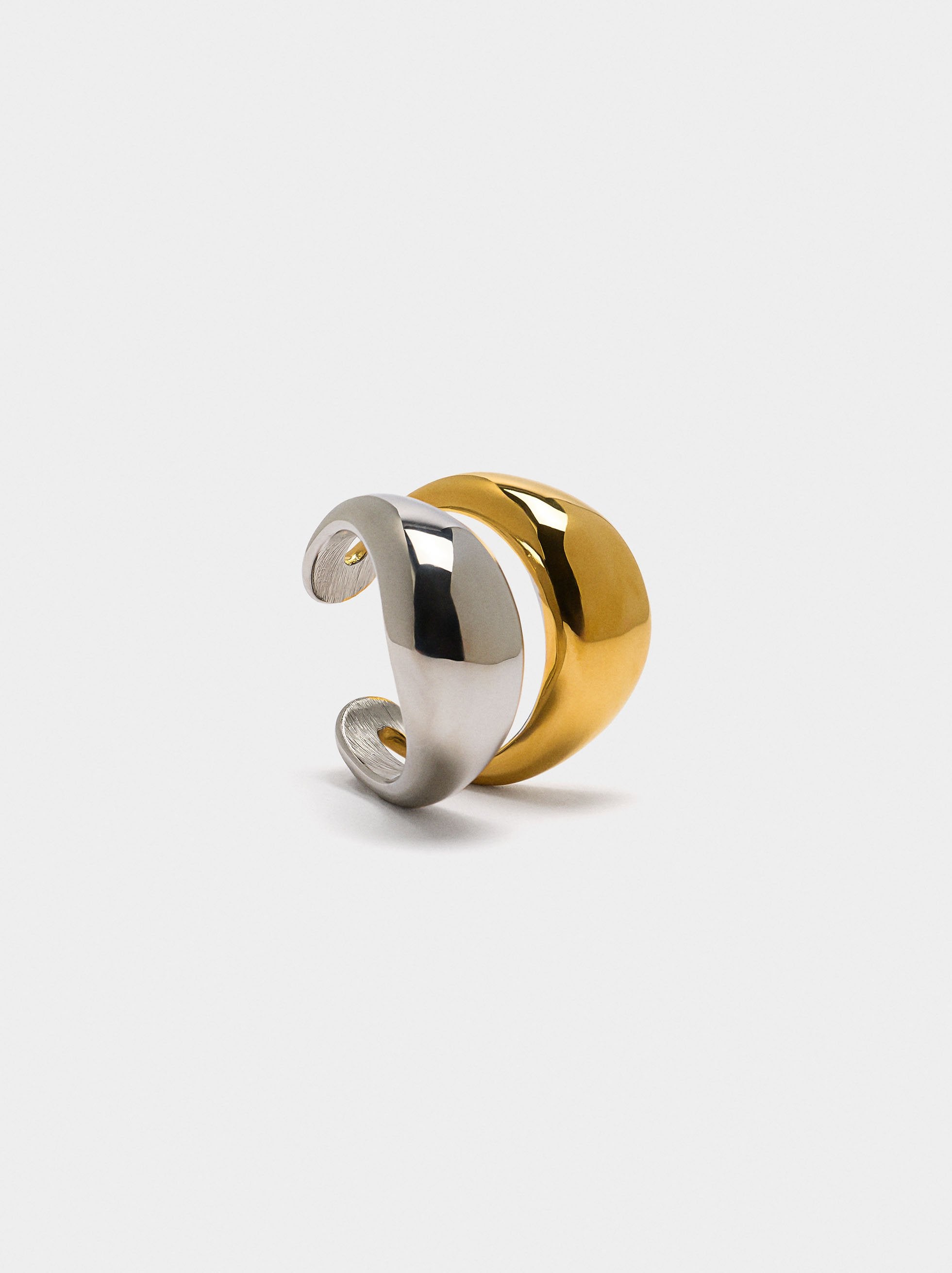 Anillo Efecto Doble Bicolor - Acero Inoxidable