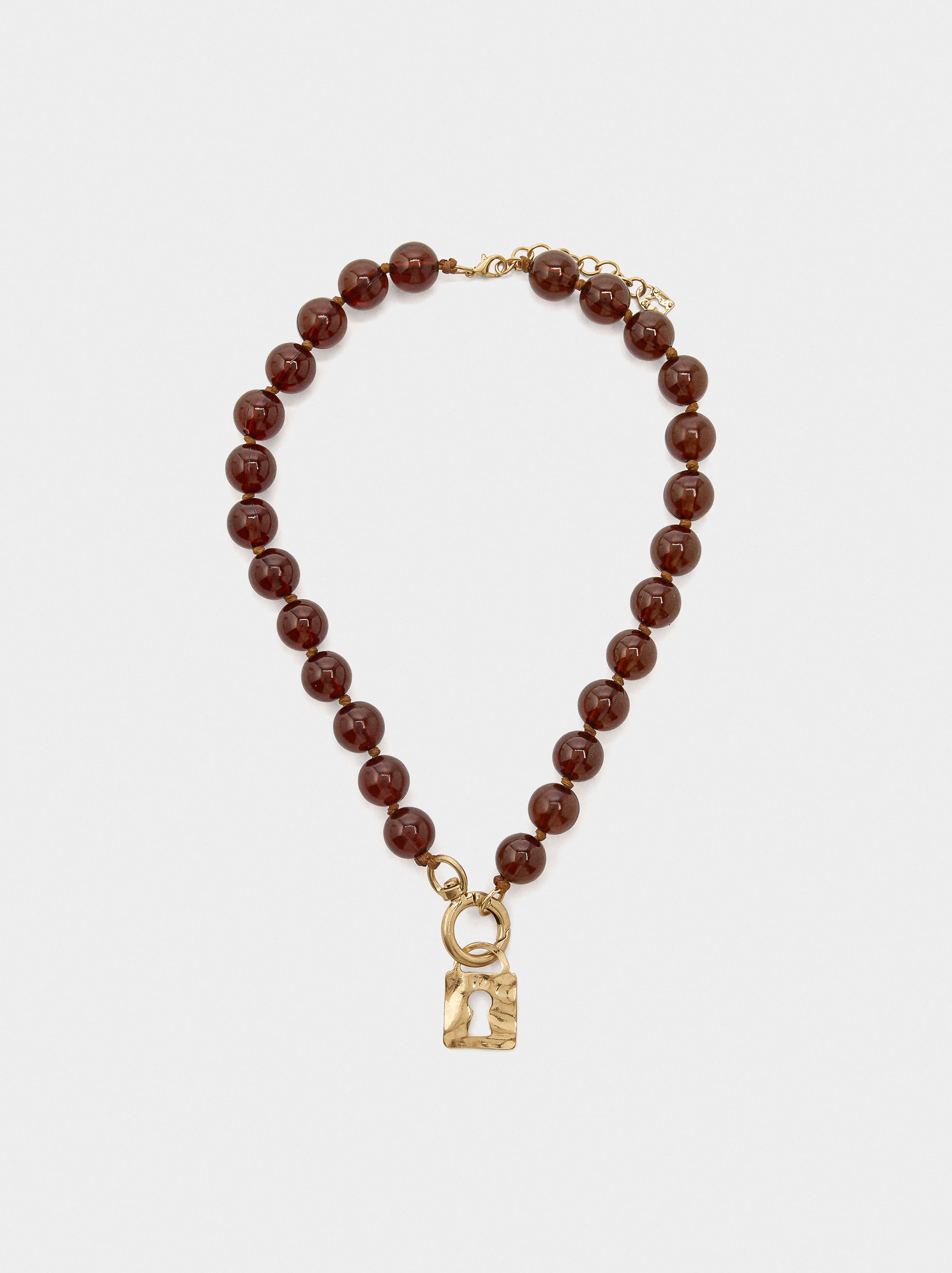 Collar Corto De Cuentas Efecto Piedra