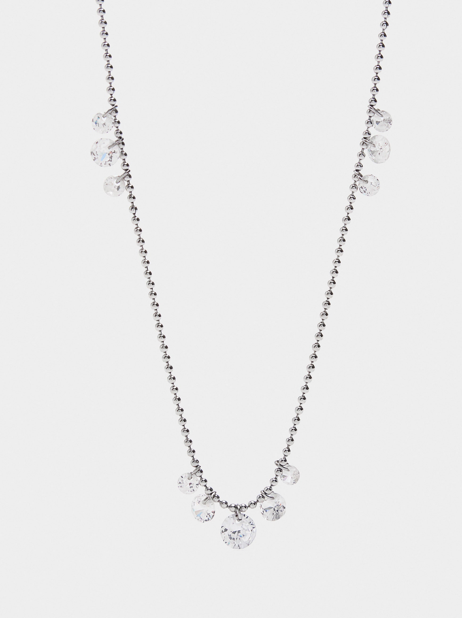 Collar Con Cristales - Acero Inoxidable
