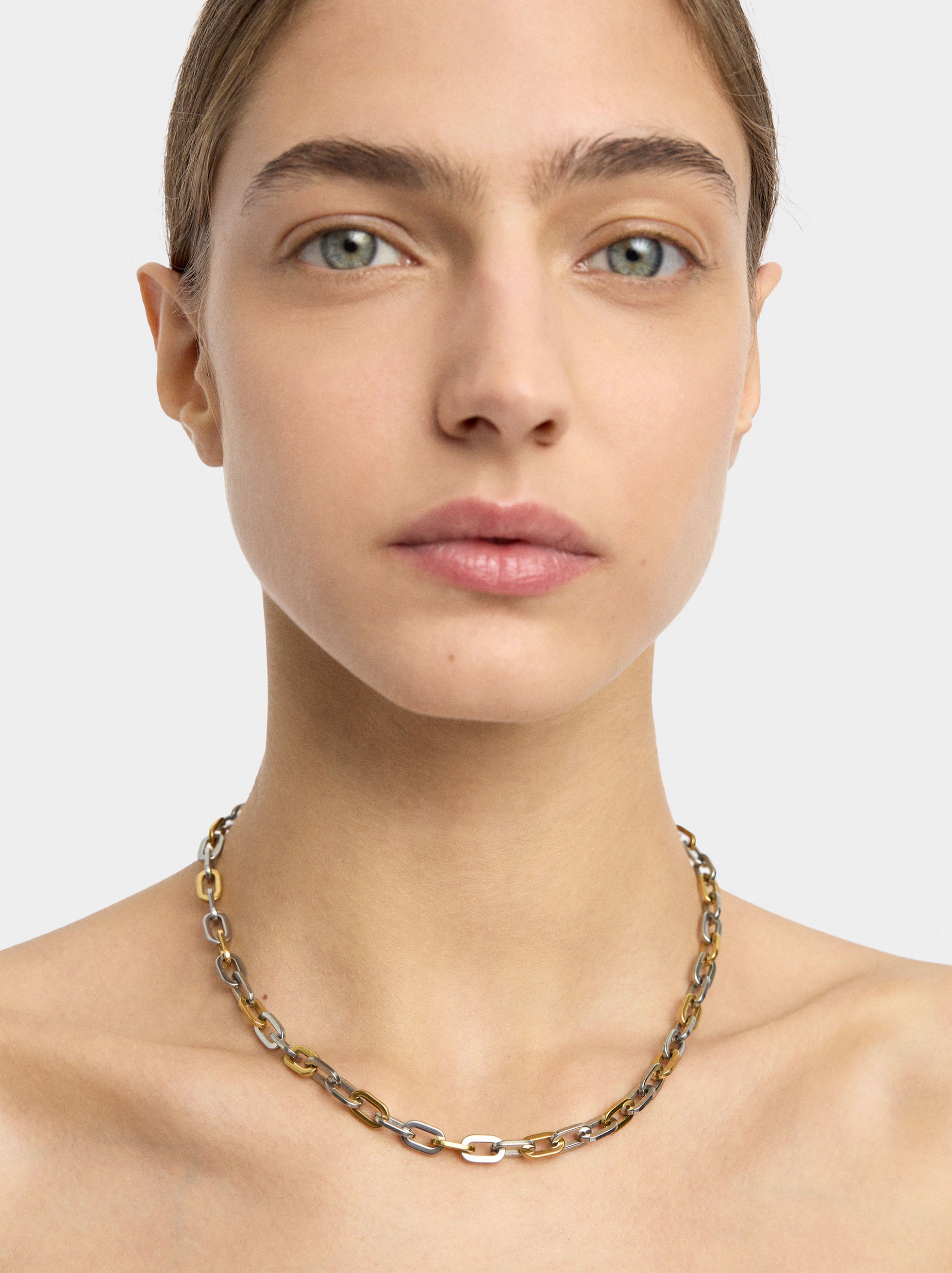 Collar De Eslabones Bicolor - Acero Inoxidable