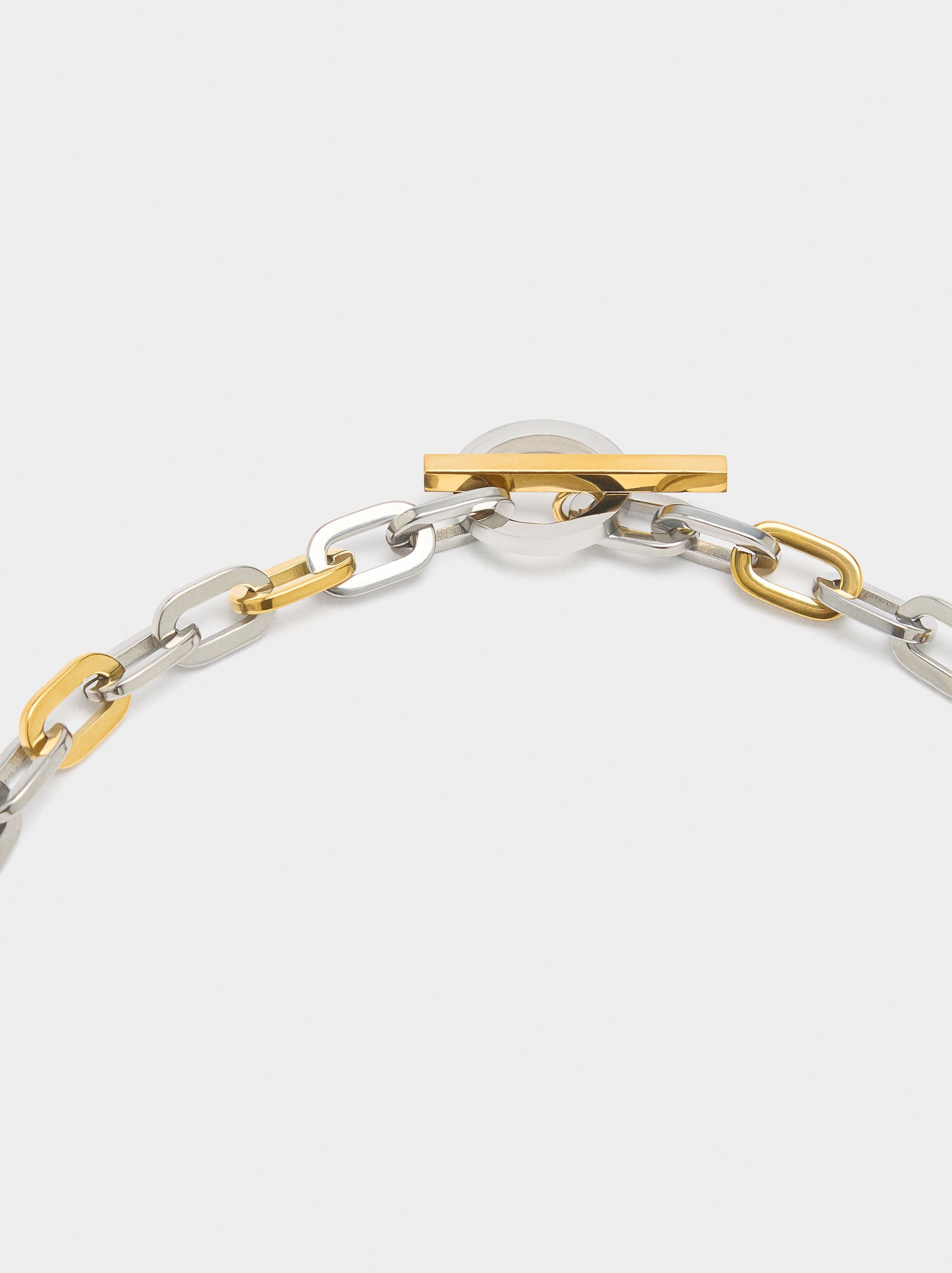 Collar De Eslabones Bicolor - Acero Inoxidable