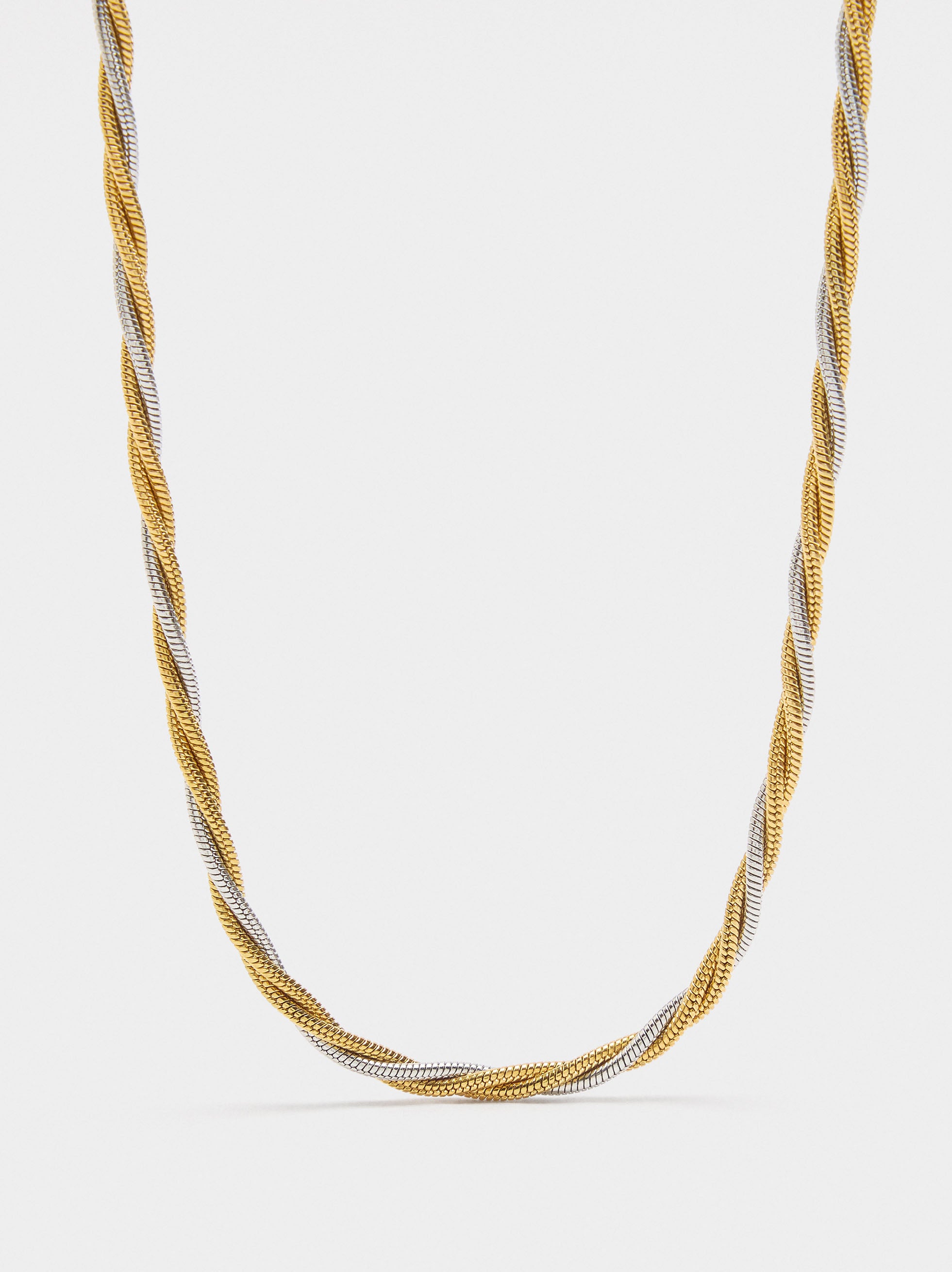 Collar Entrelazado Bicolor De Acero Inoxidable