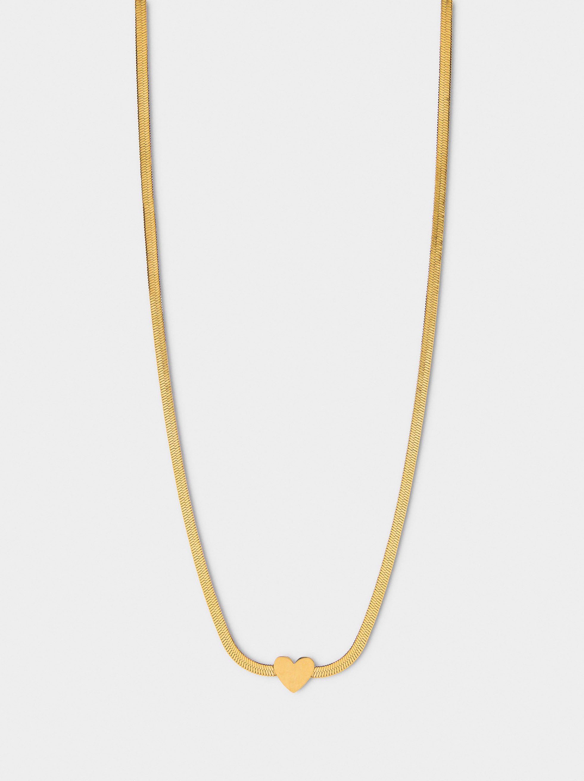 Collar Cadena De Serpiente Corazón - Acero Inoxidable