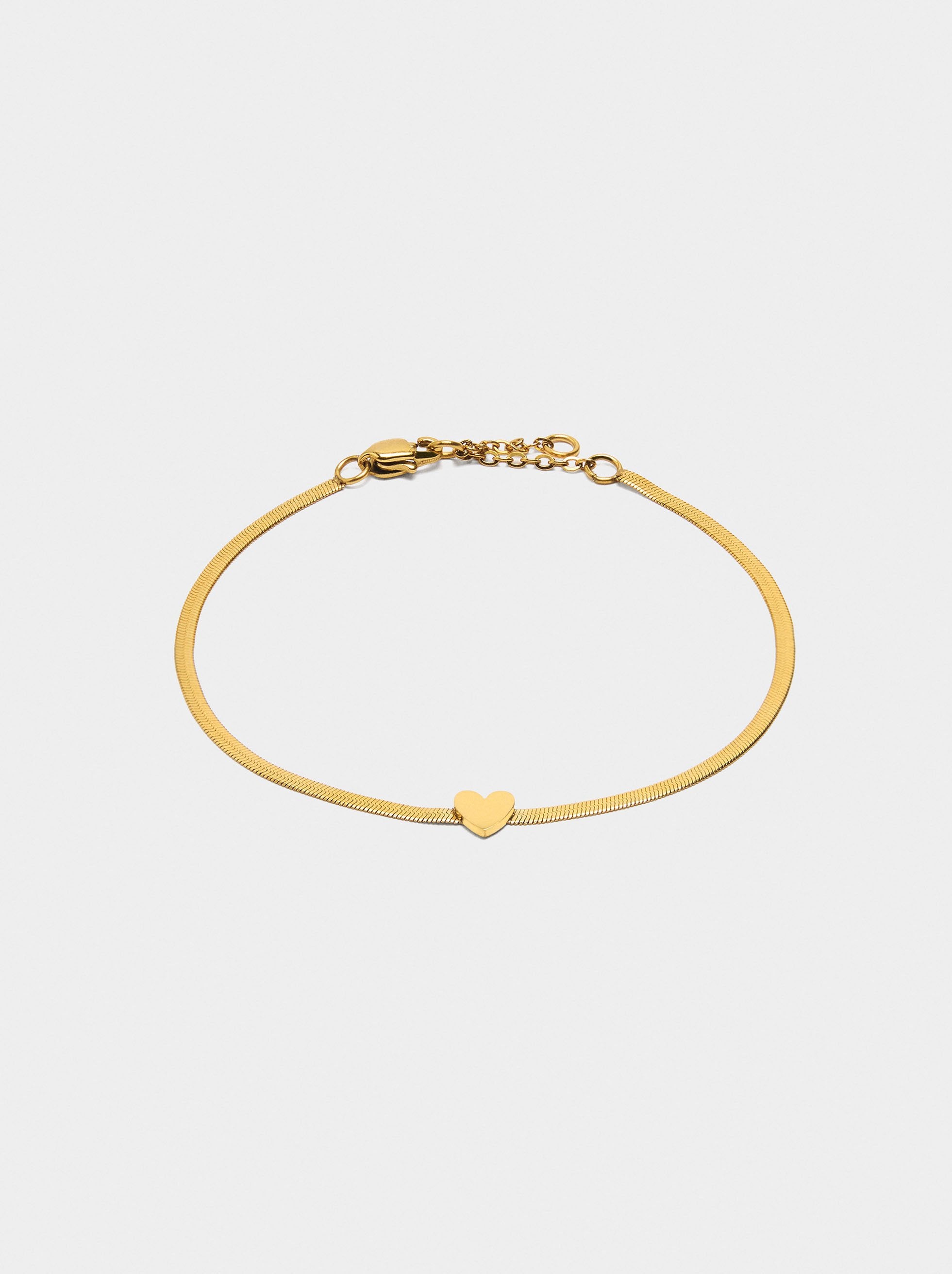 Pulsera Cadena De Serpiente Corazón - Acero Inoxidable