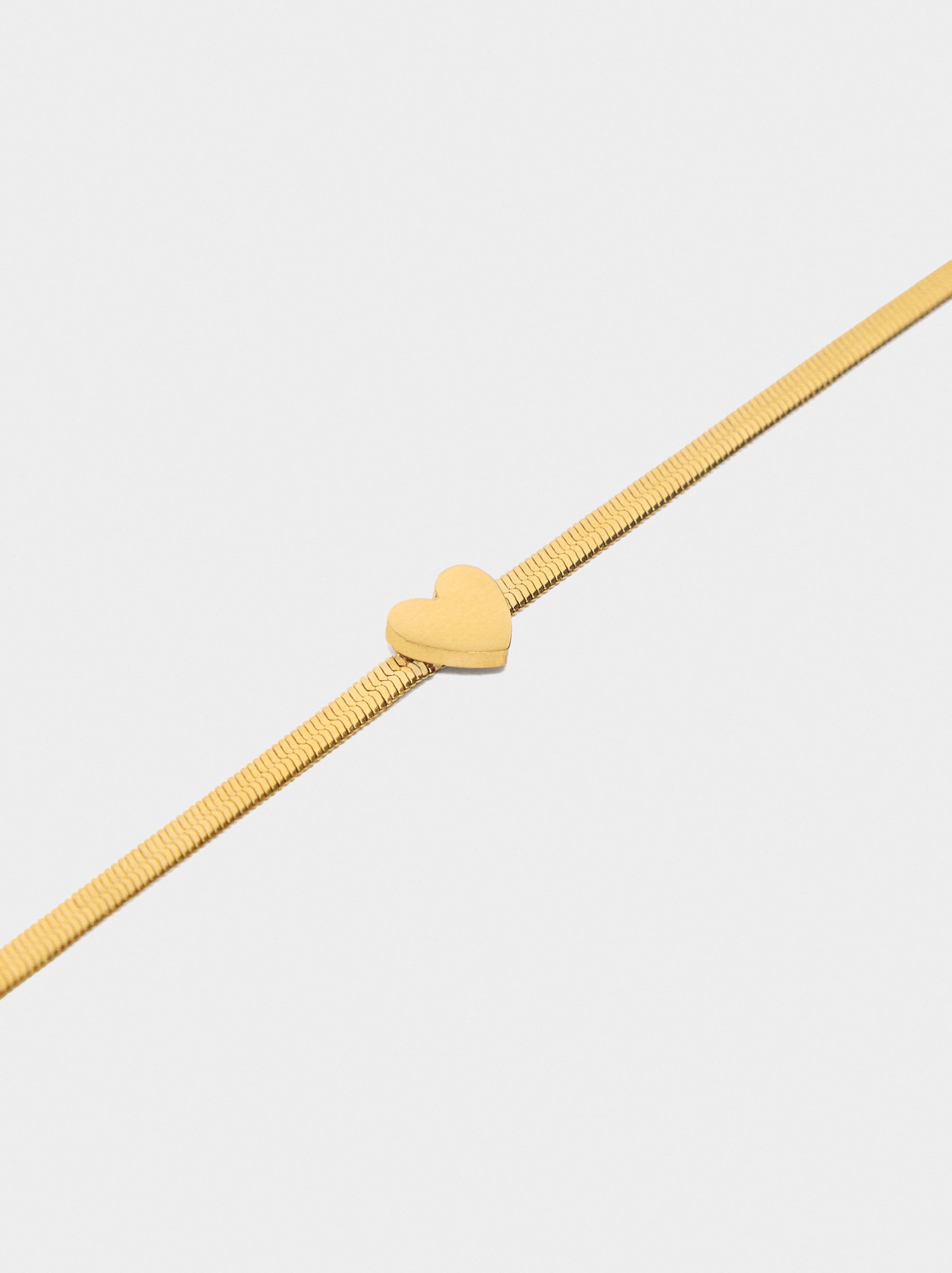 Pulsera Cadena De Serpiente Corazón - Acero Inoxidable