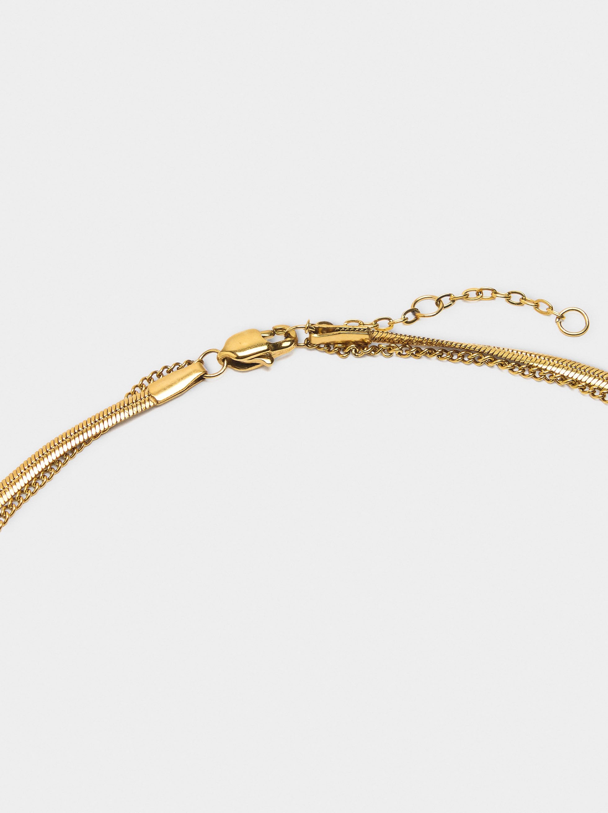 Collar Efecto Doble Con Lágrima - Acero Inoxidable