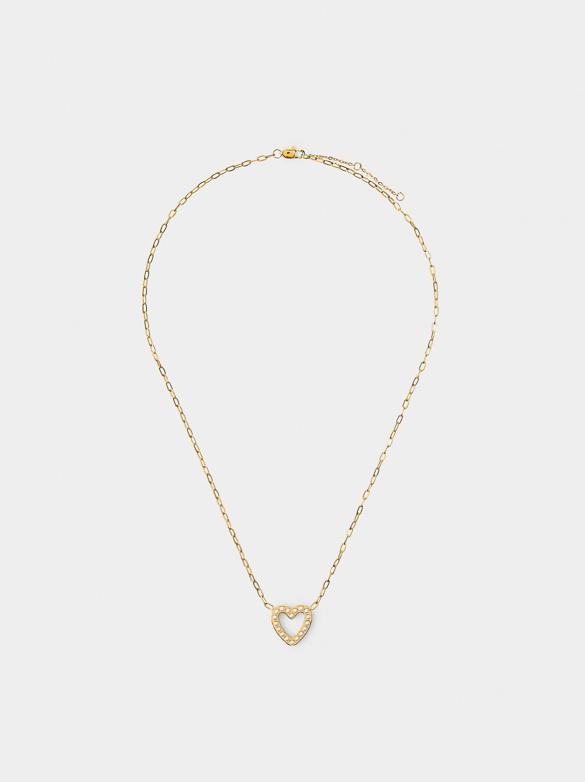 Collar De Eslabones Con Corazón - Acero Inoxidable