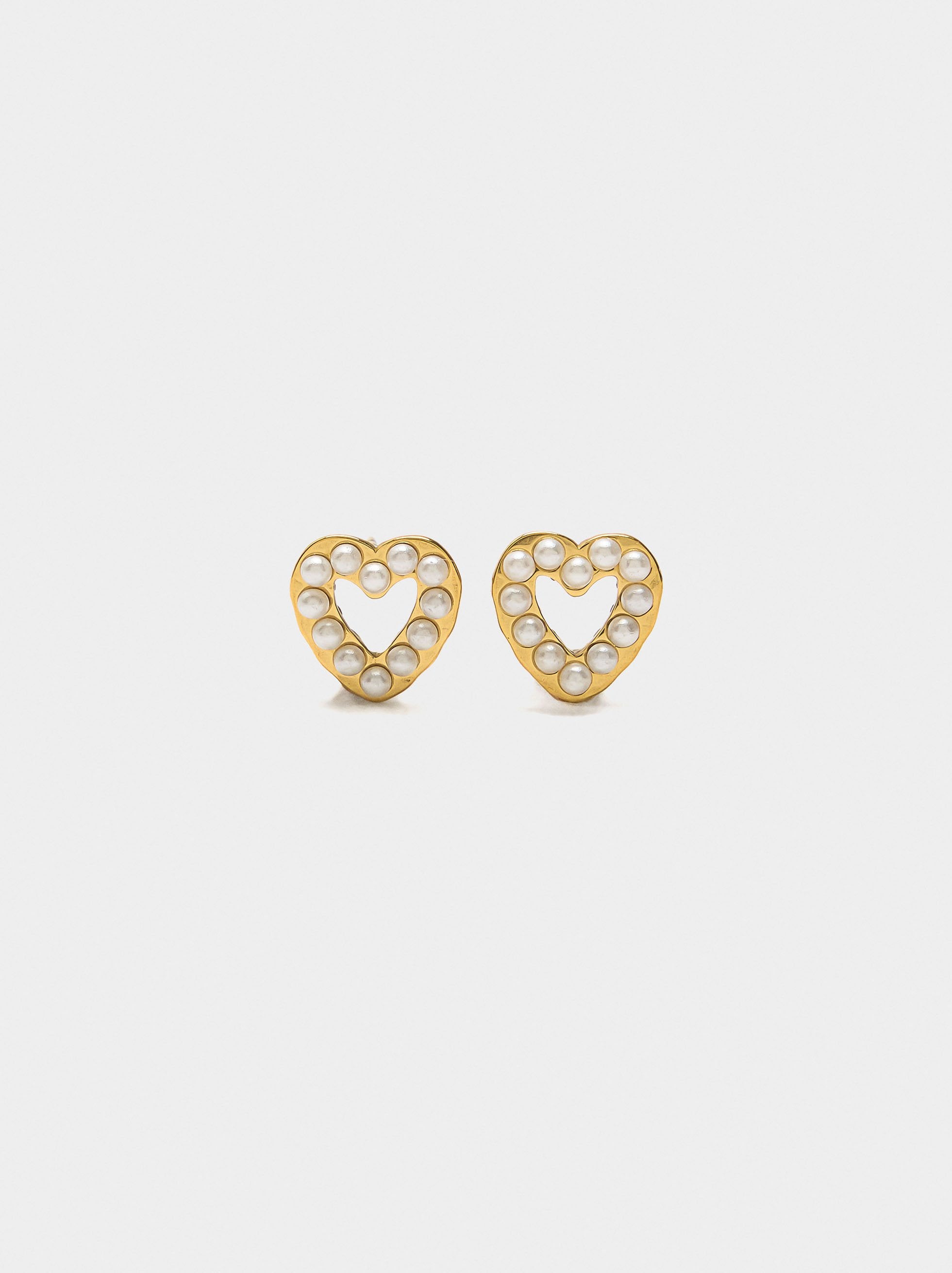 Pendientes De Corazón Con Perlas