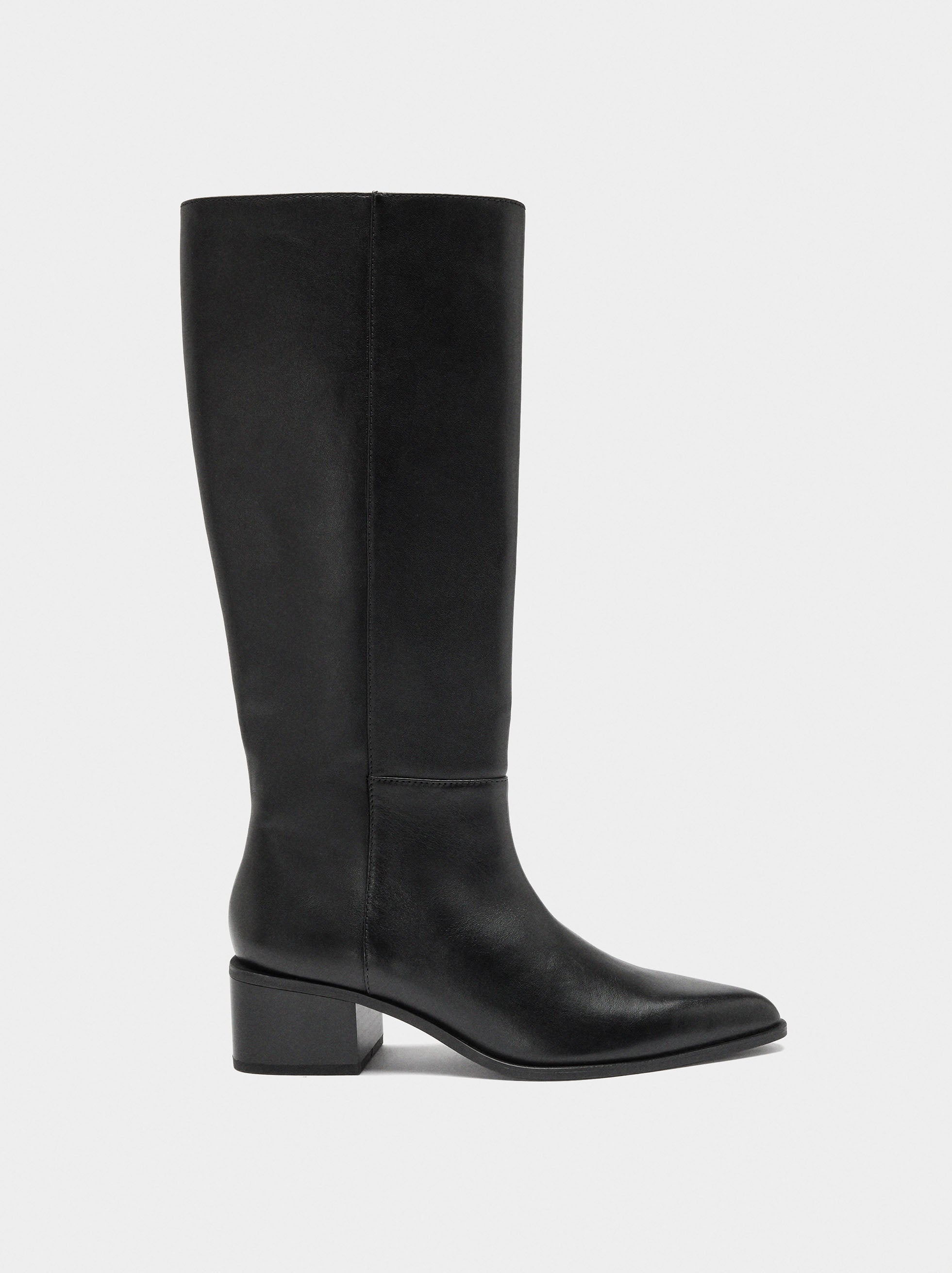 Botas De Piel Tacón Ancho