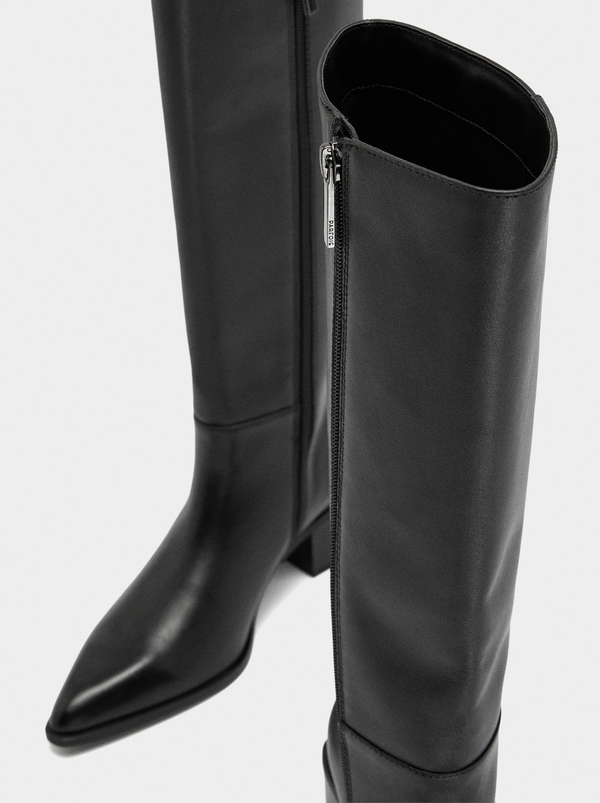 Botas De Piel Tacón Ancho