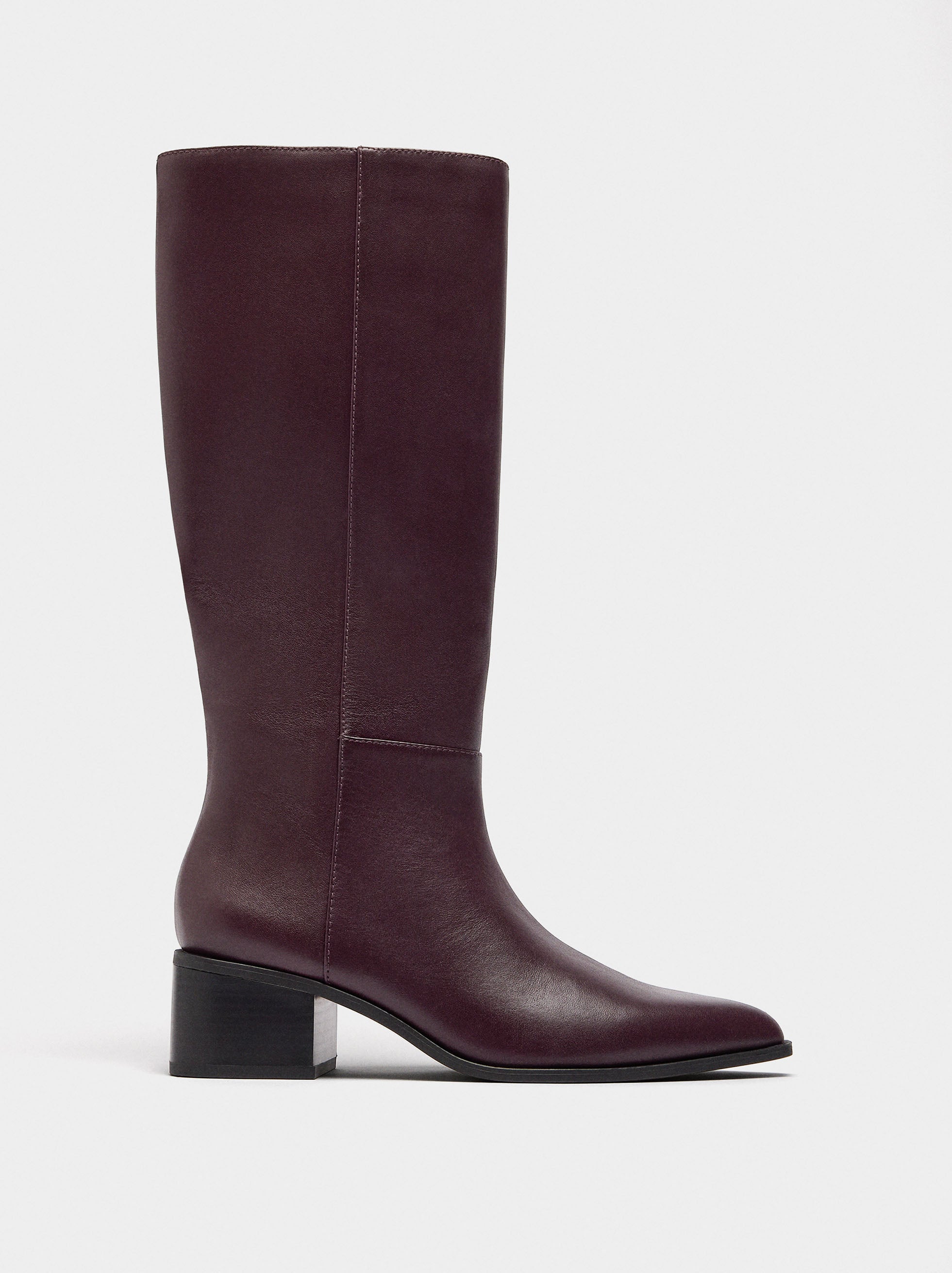 Botas De Piel Tacón Ancho