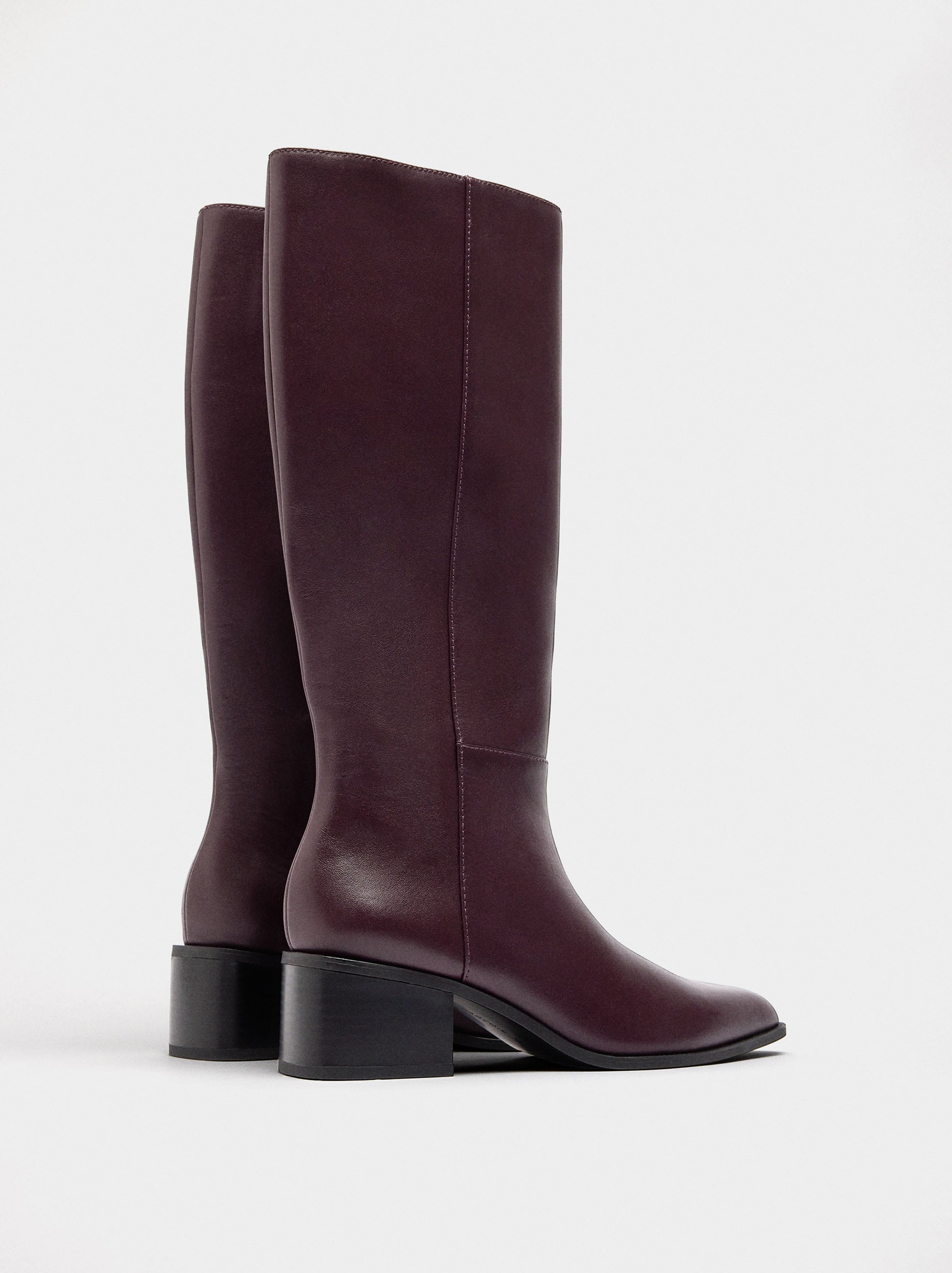 Botas De Piel Tacón Ancho