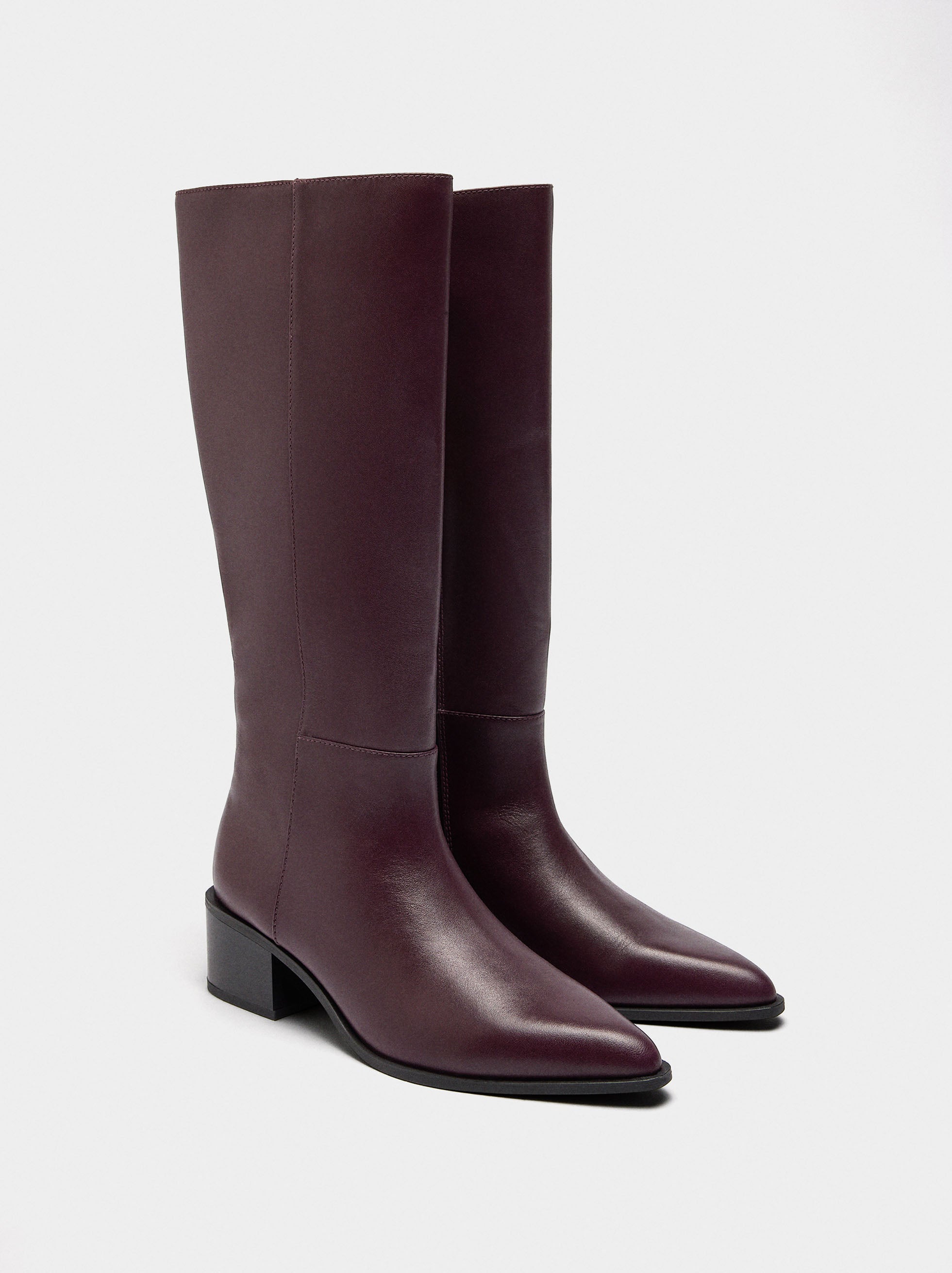 Botas De Piel Tacón Ancho