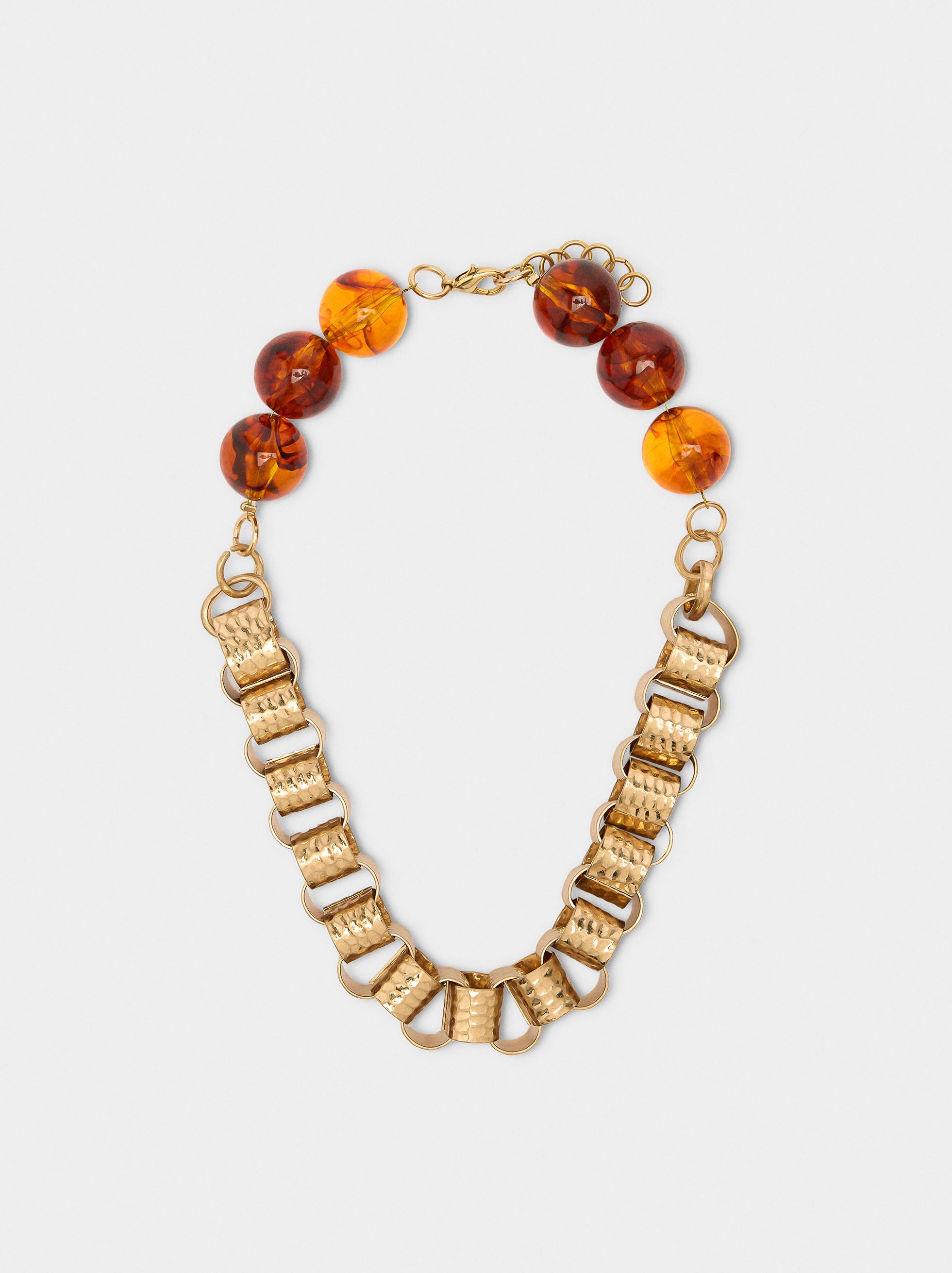 Collar De Eslabones Y Cuentas Efecto Piedra