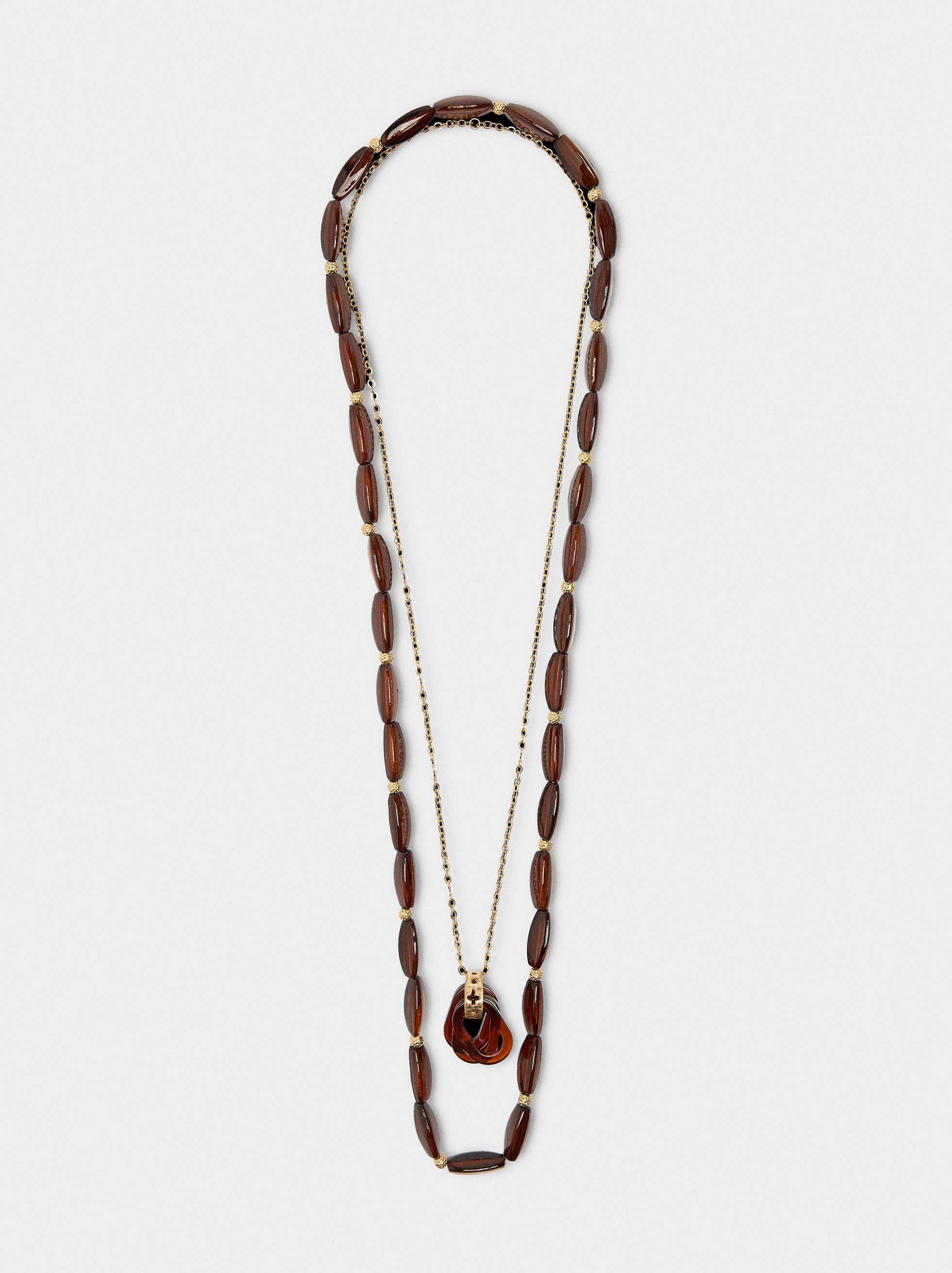 Collar Largo Doble Efecto Piedra
