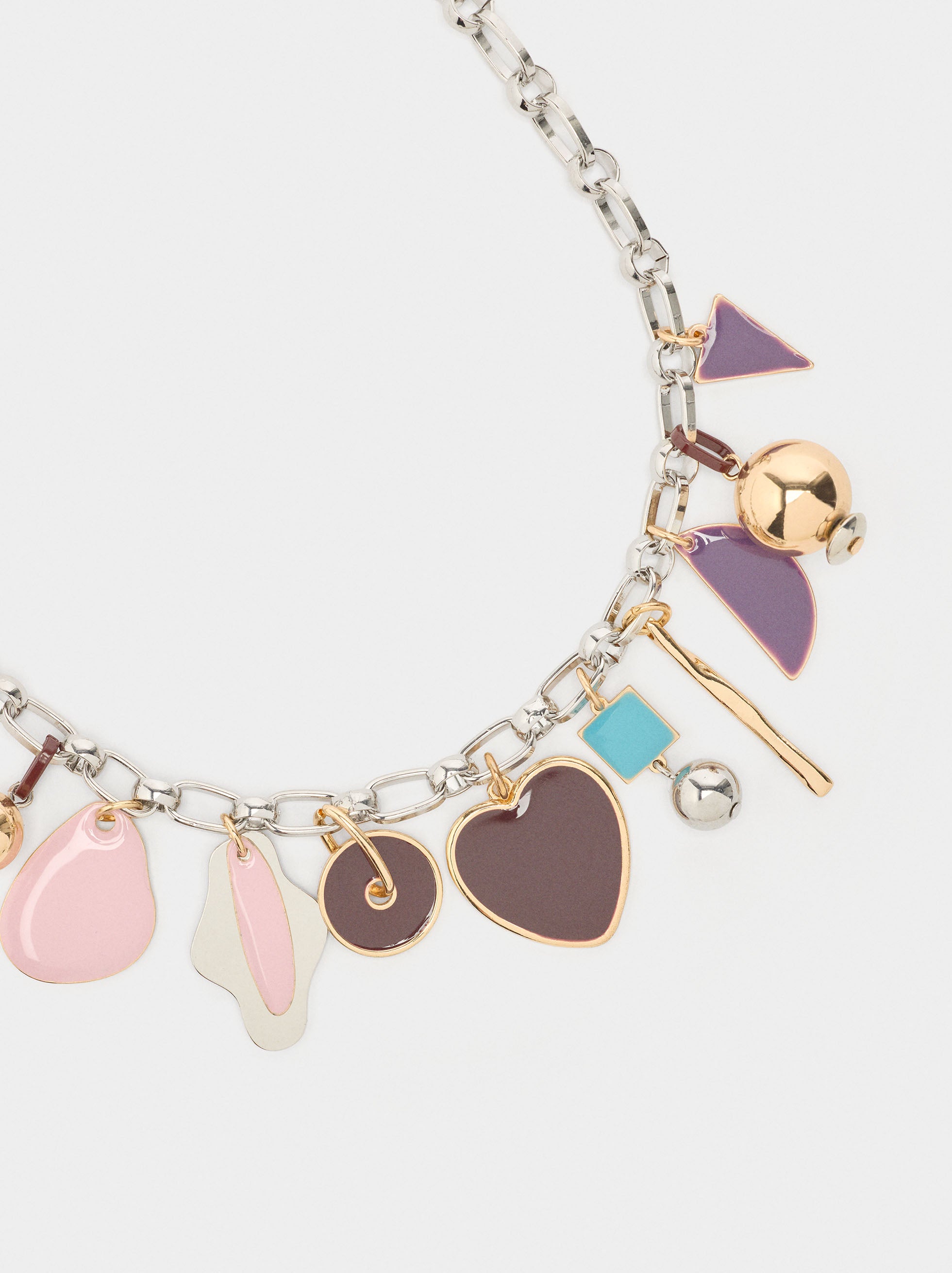 Collar De Eslabones Colgantes Con Esmalte