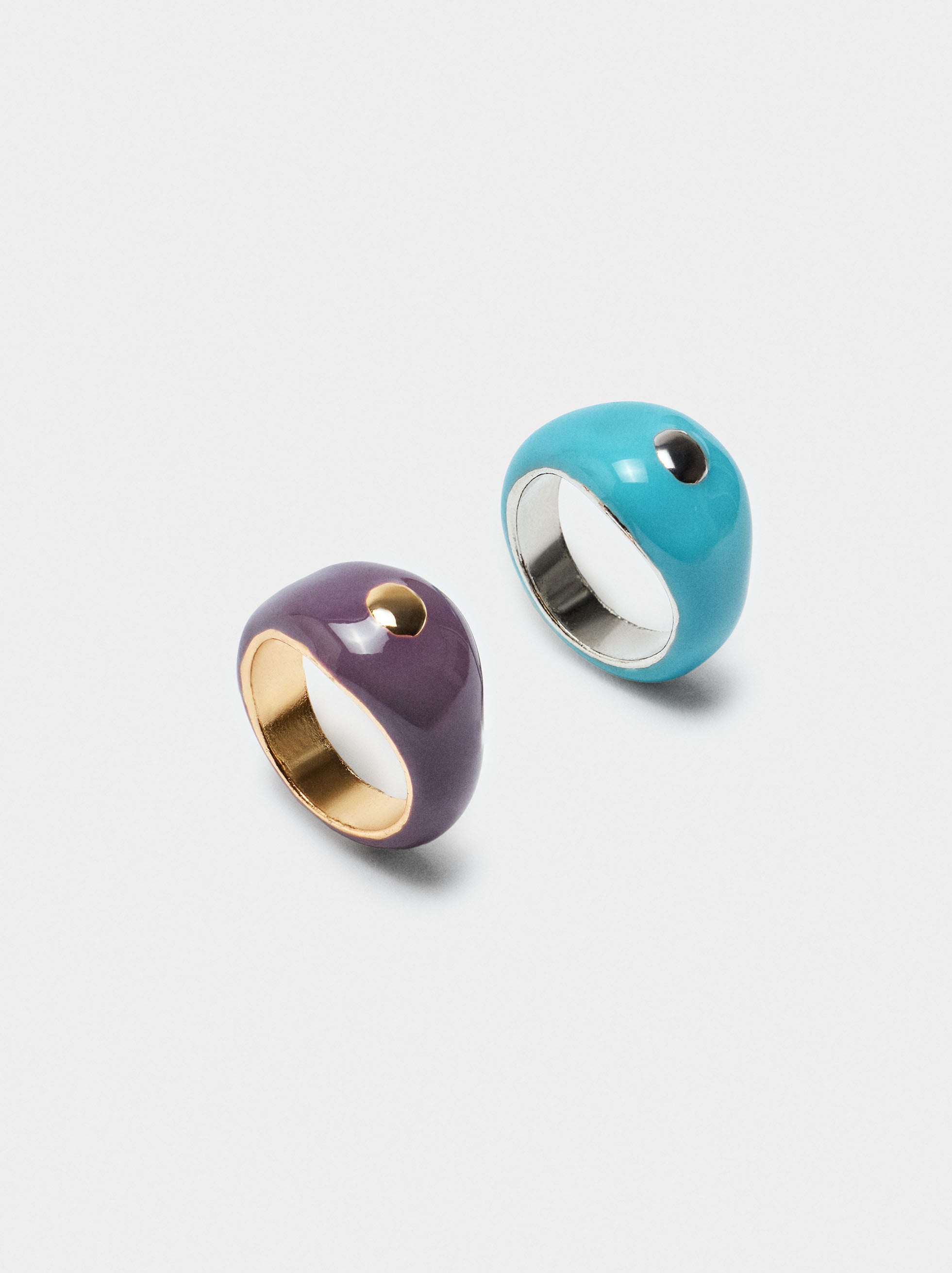 Set De Anillos Con Esmalte