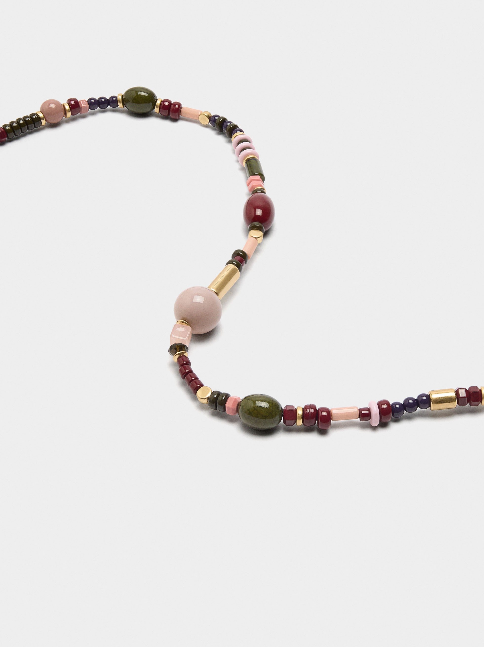 Collar Corto De Cuentas Efecto Piedra