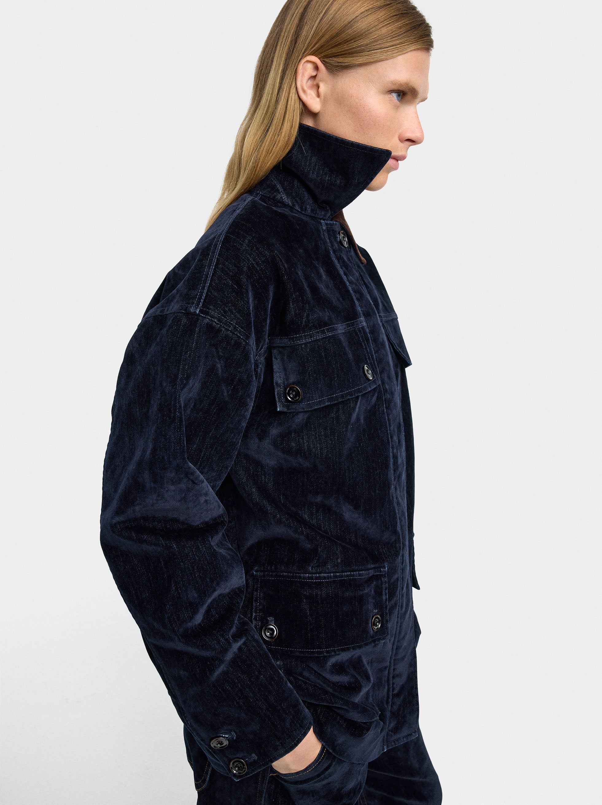 Chaqueta Denim Efecto Terciopelo