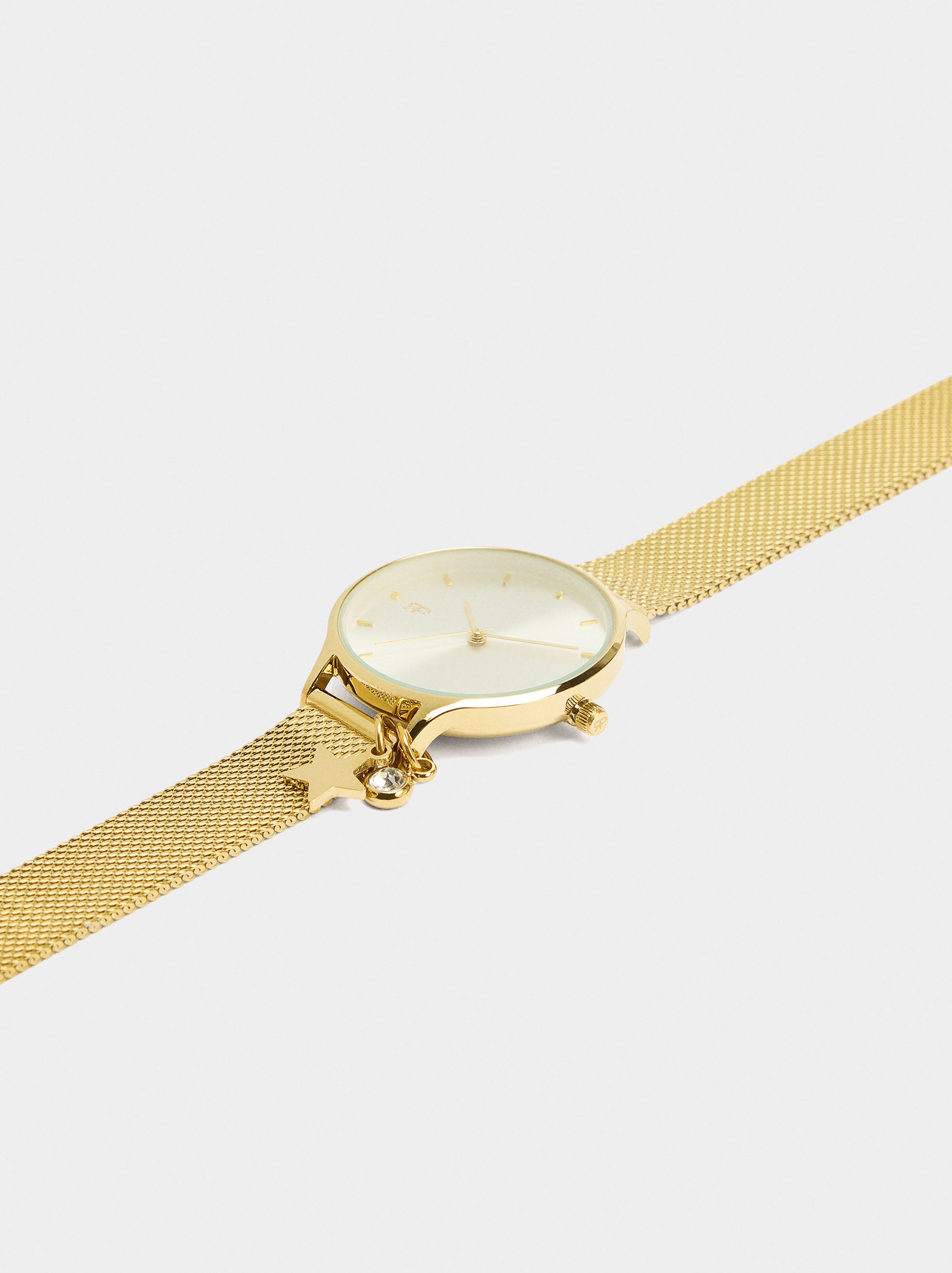 Reloj Con Pulsera De Malla Metálica Y Charm