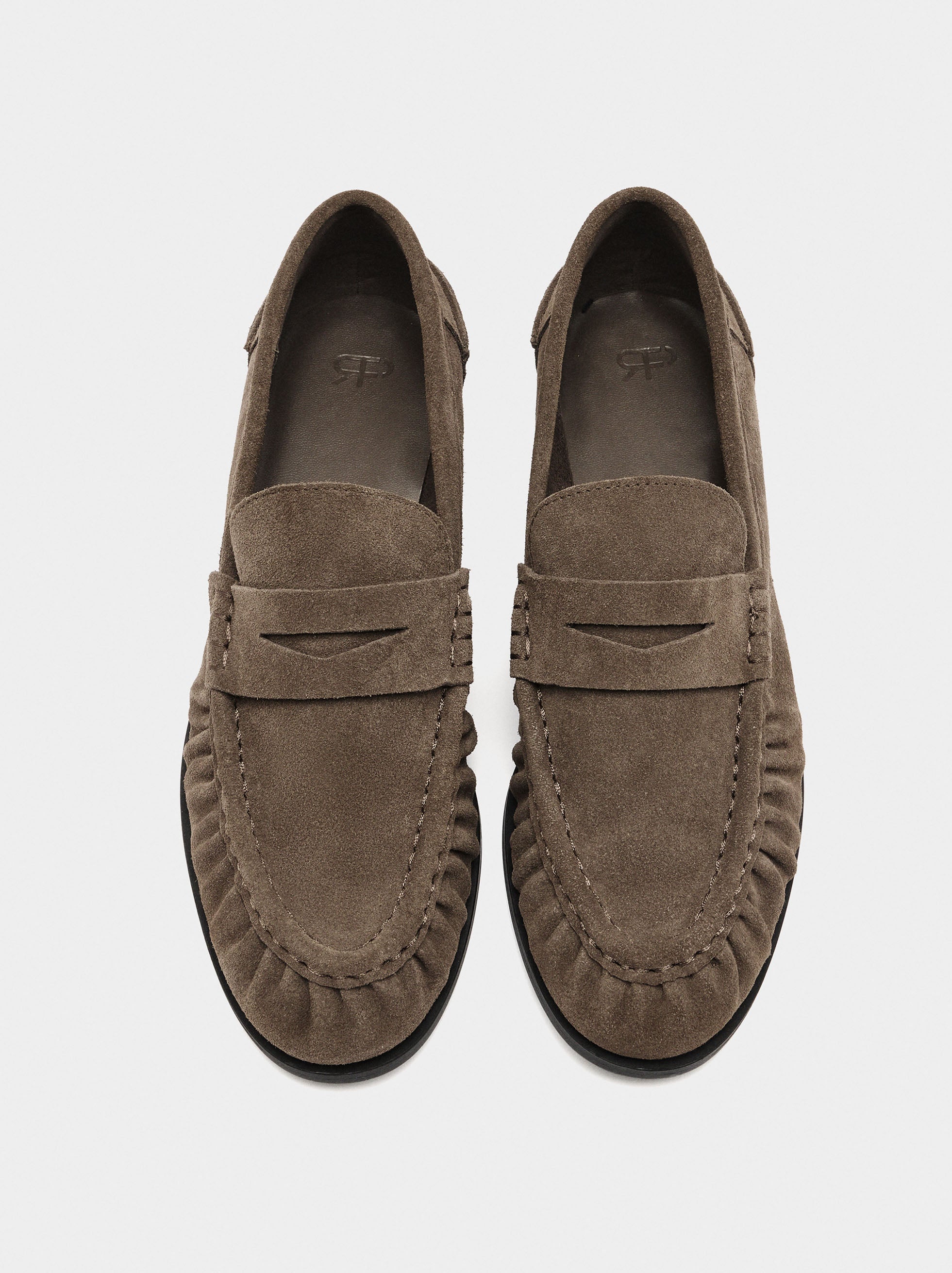 Mocasines De Piel Con Pespuntes