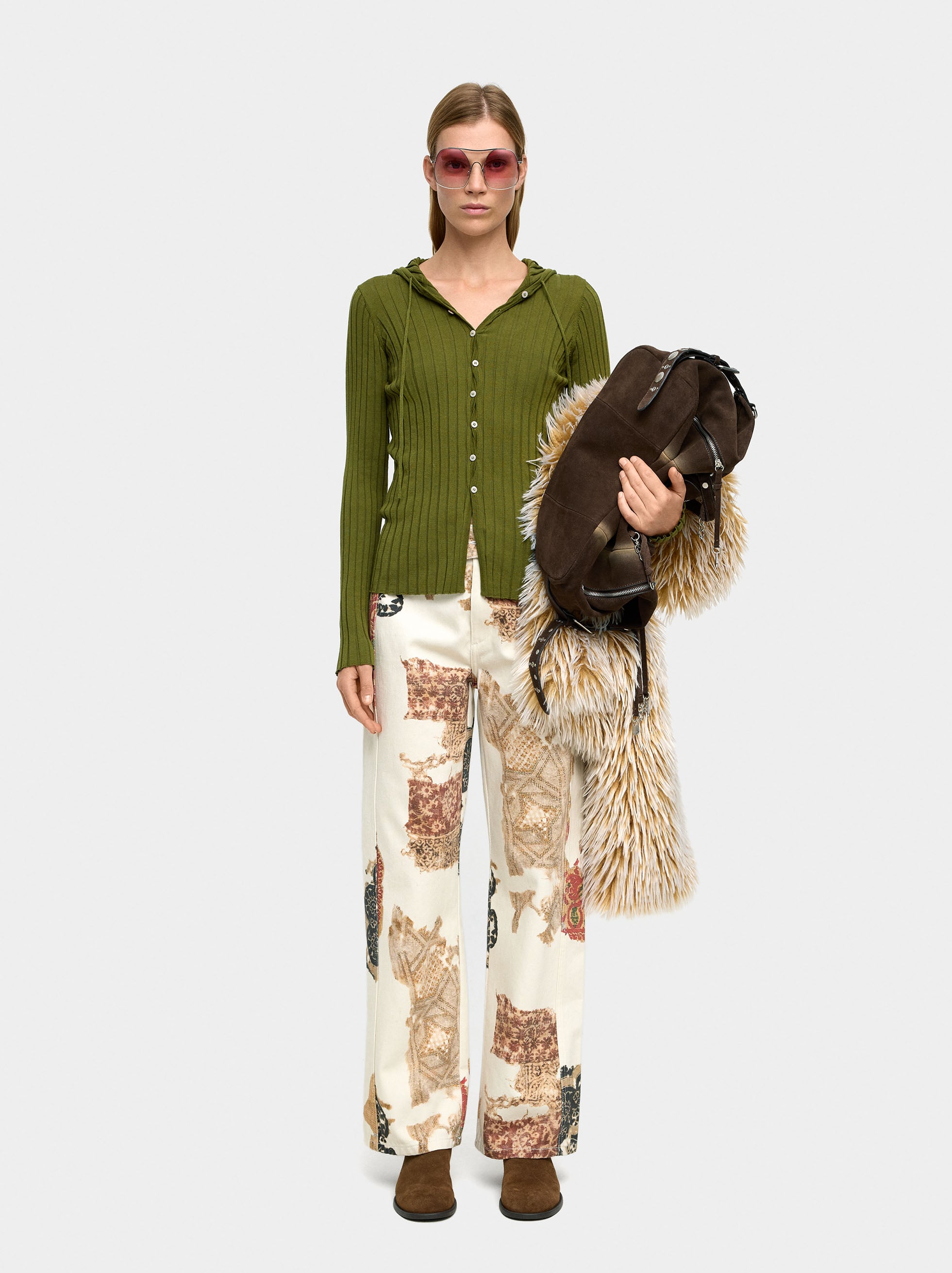 Jersey De Punto Con Capucha