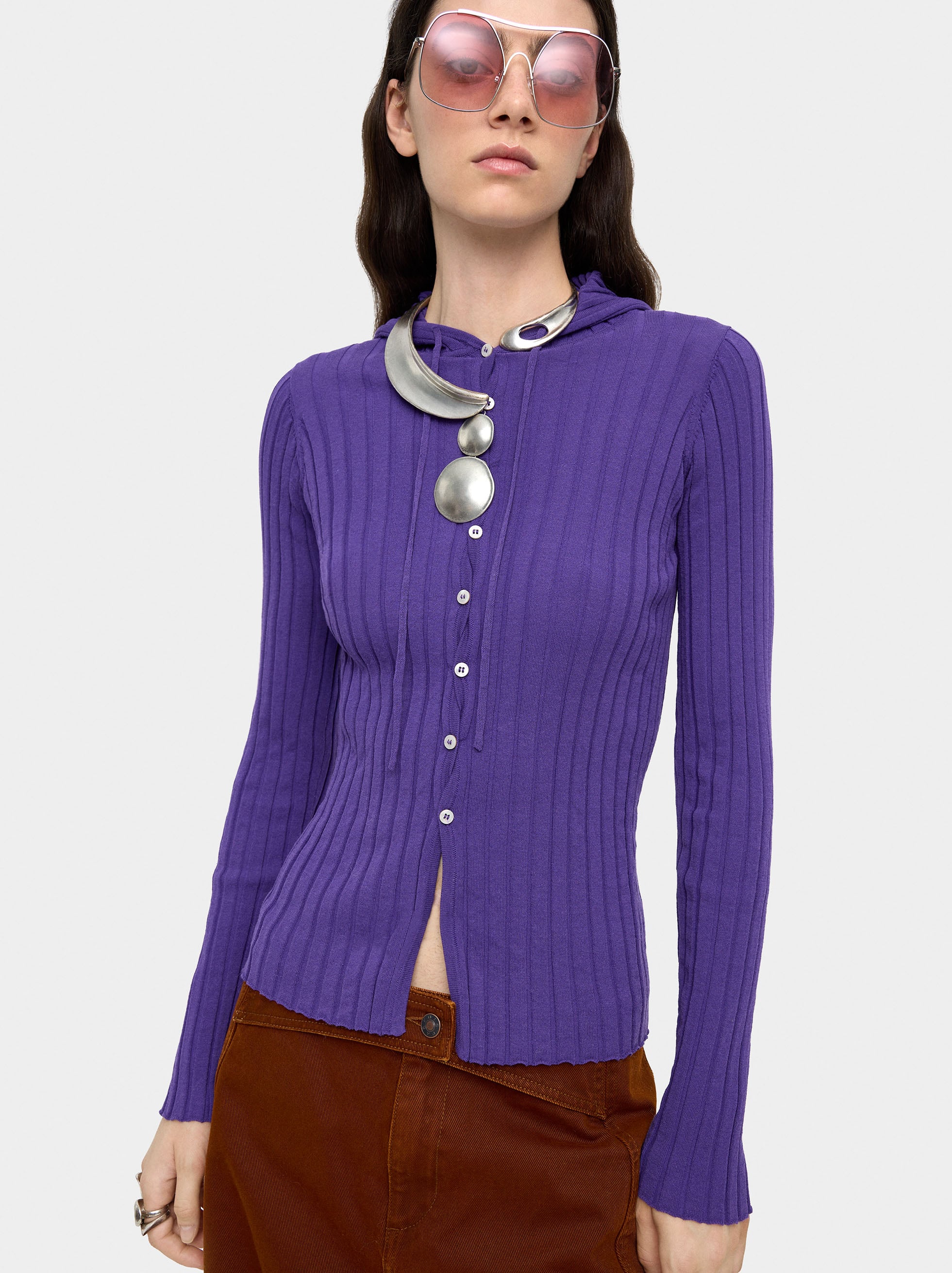 Jersey De Punto Con Capucha