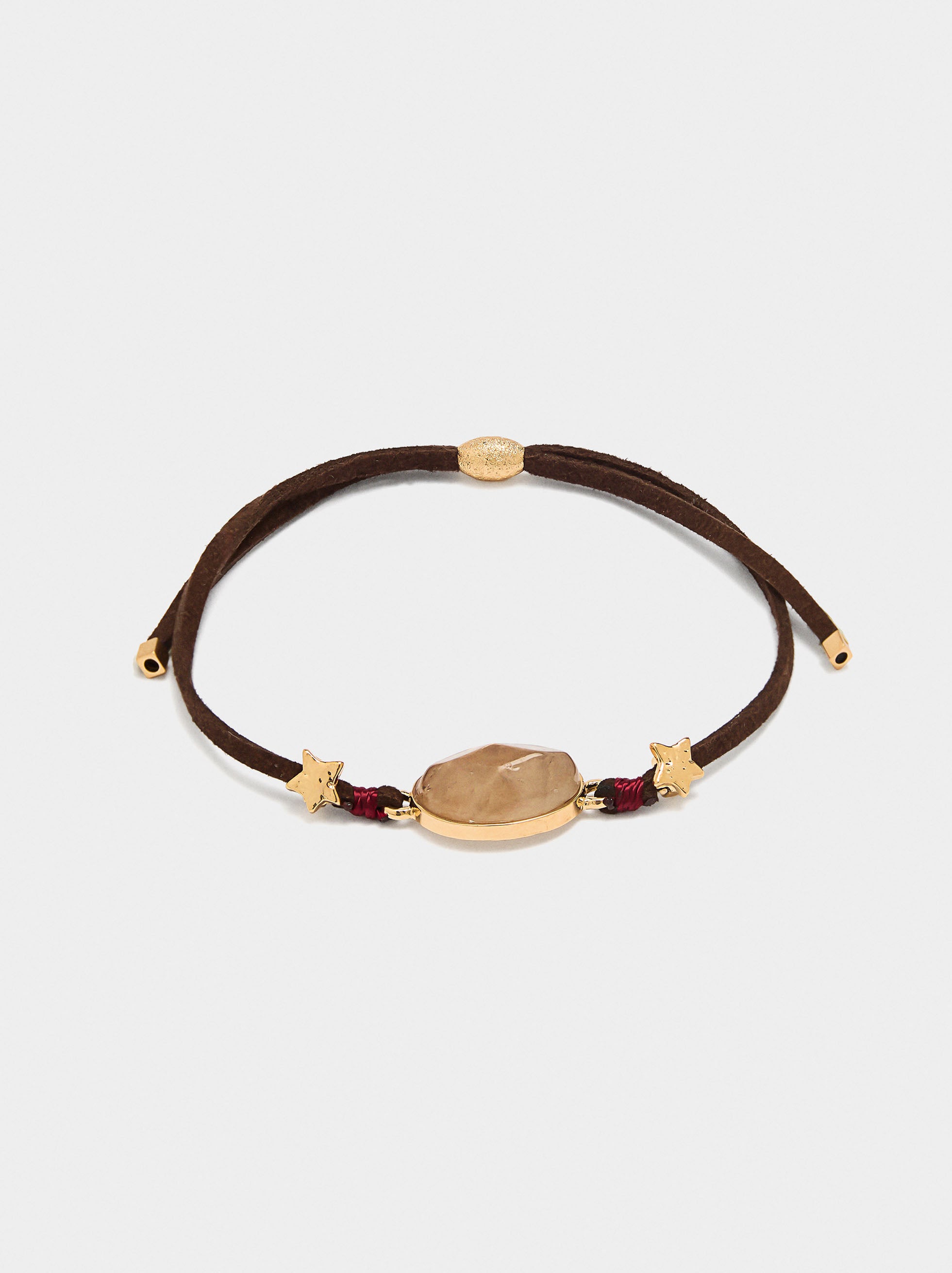 Pulsera Ajustable De Piel Con Piedra