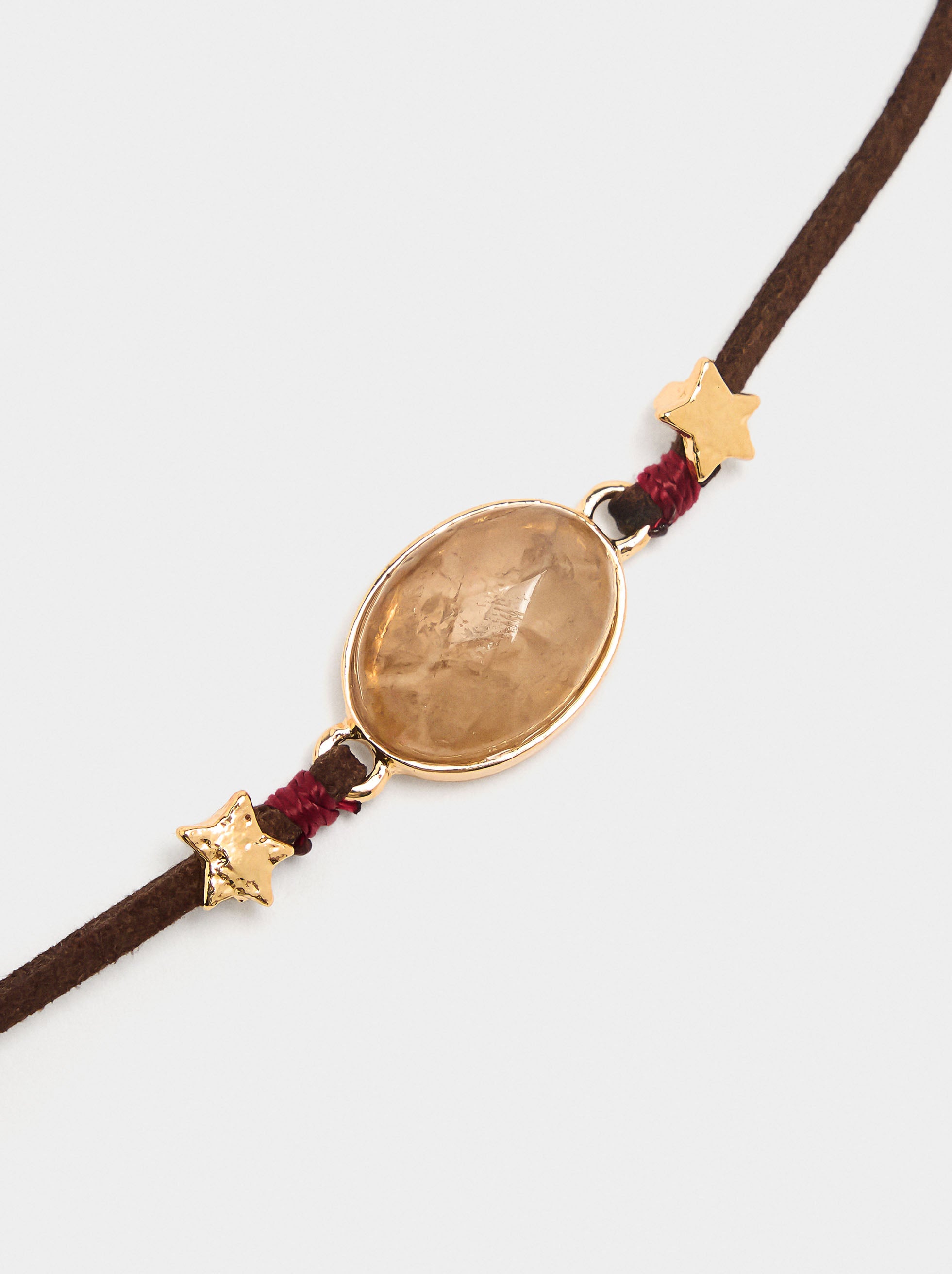 Pulsera Ajustable De Piel Con Piedra