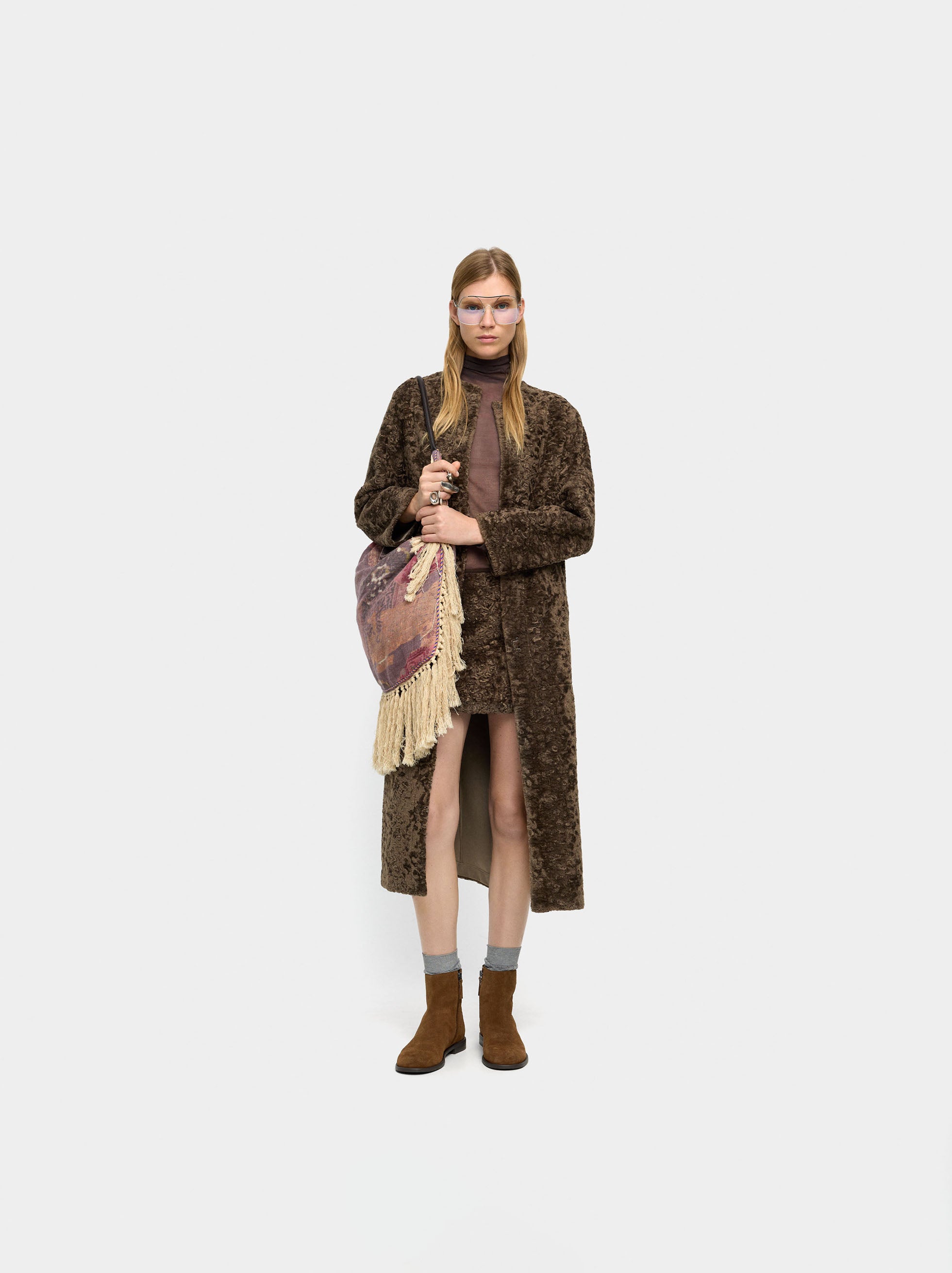 Abrigo Largo Con Textura