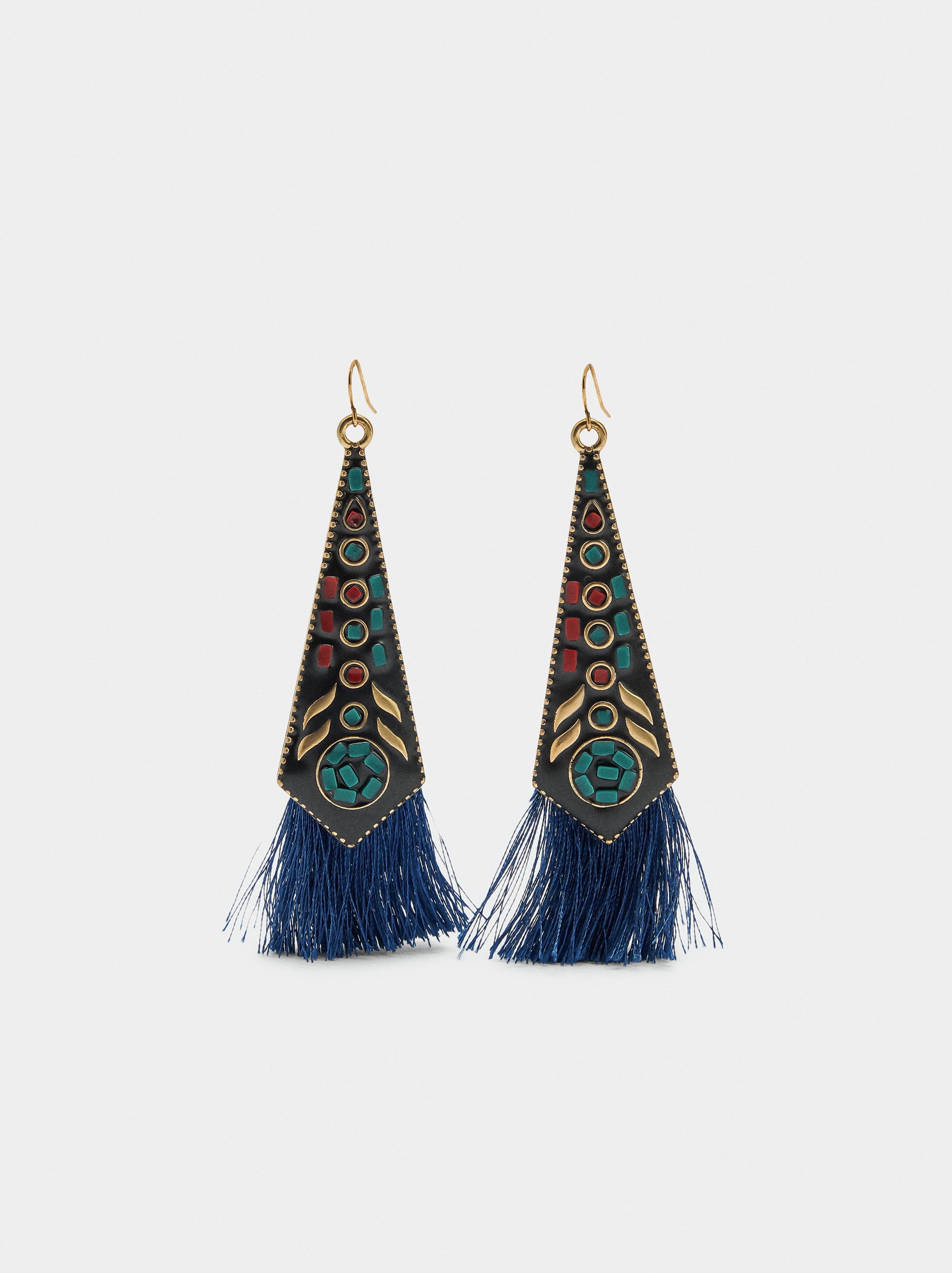 Pendientes Largos Étnicos Con Flecos