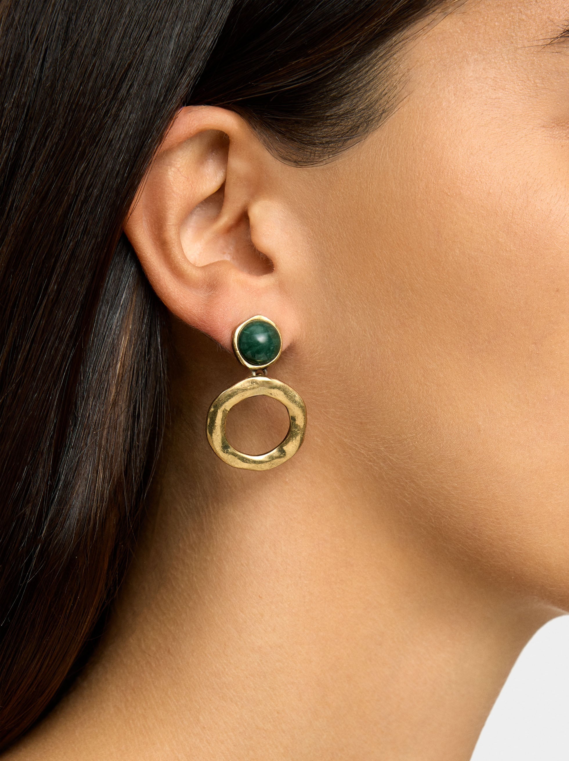 Pendientes Esfera Con Aro Irregular