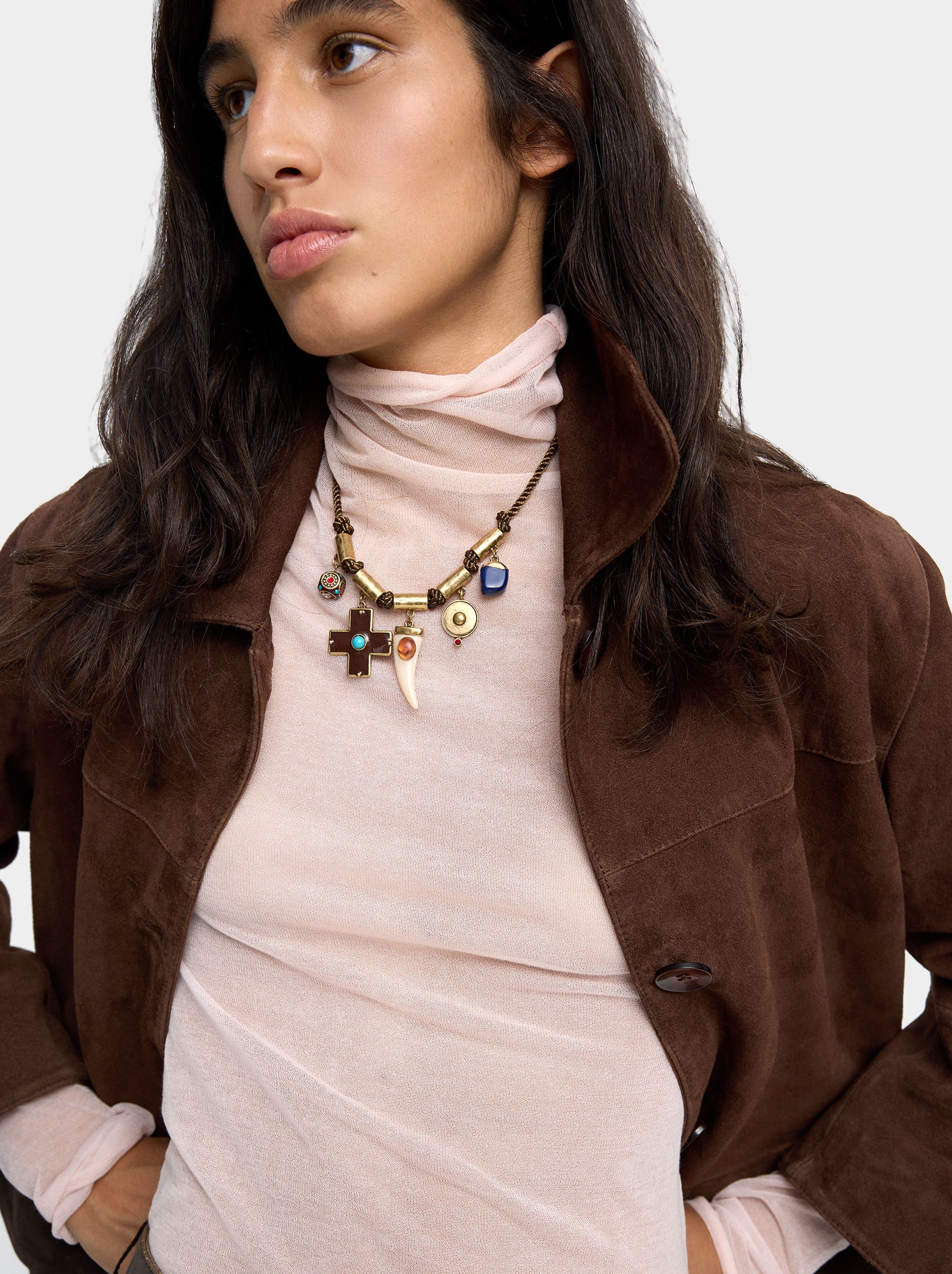Collar De Cordón Con Colgantes De Esmalte
