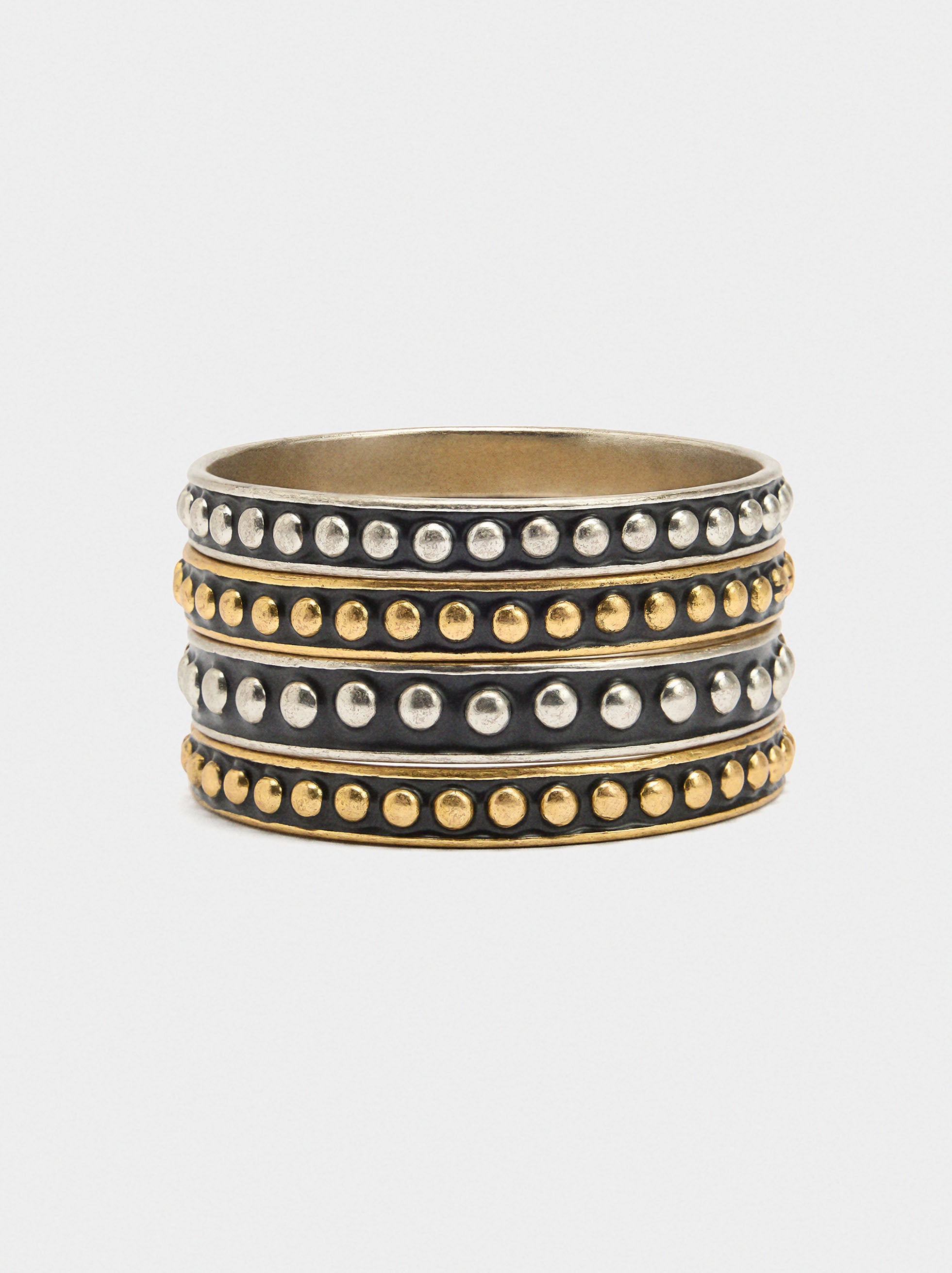 Set De Pulseras Bicolor Con Esmalte