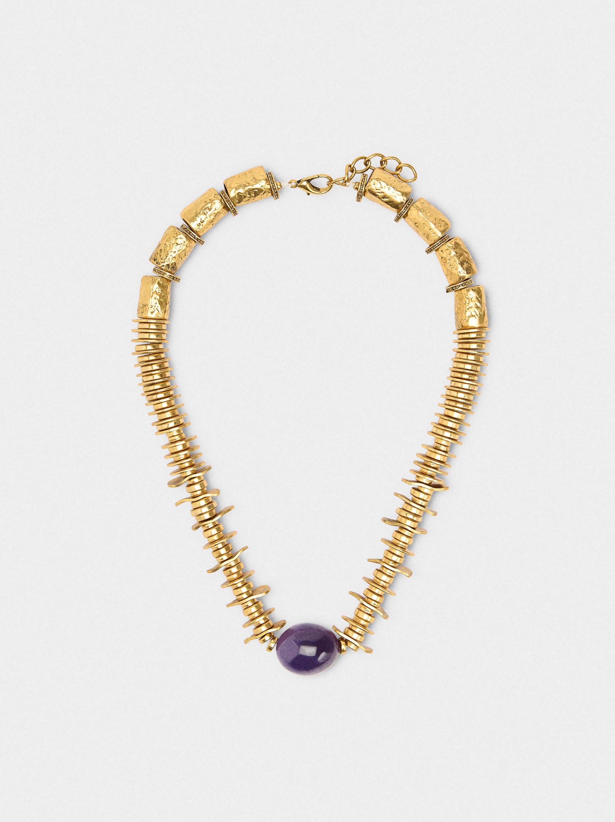 Collar Corto Con Colgante De Piedra
