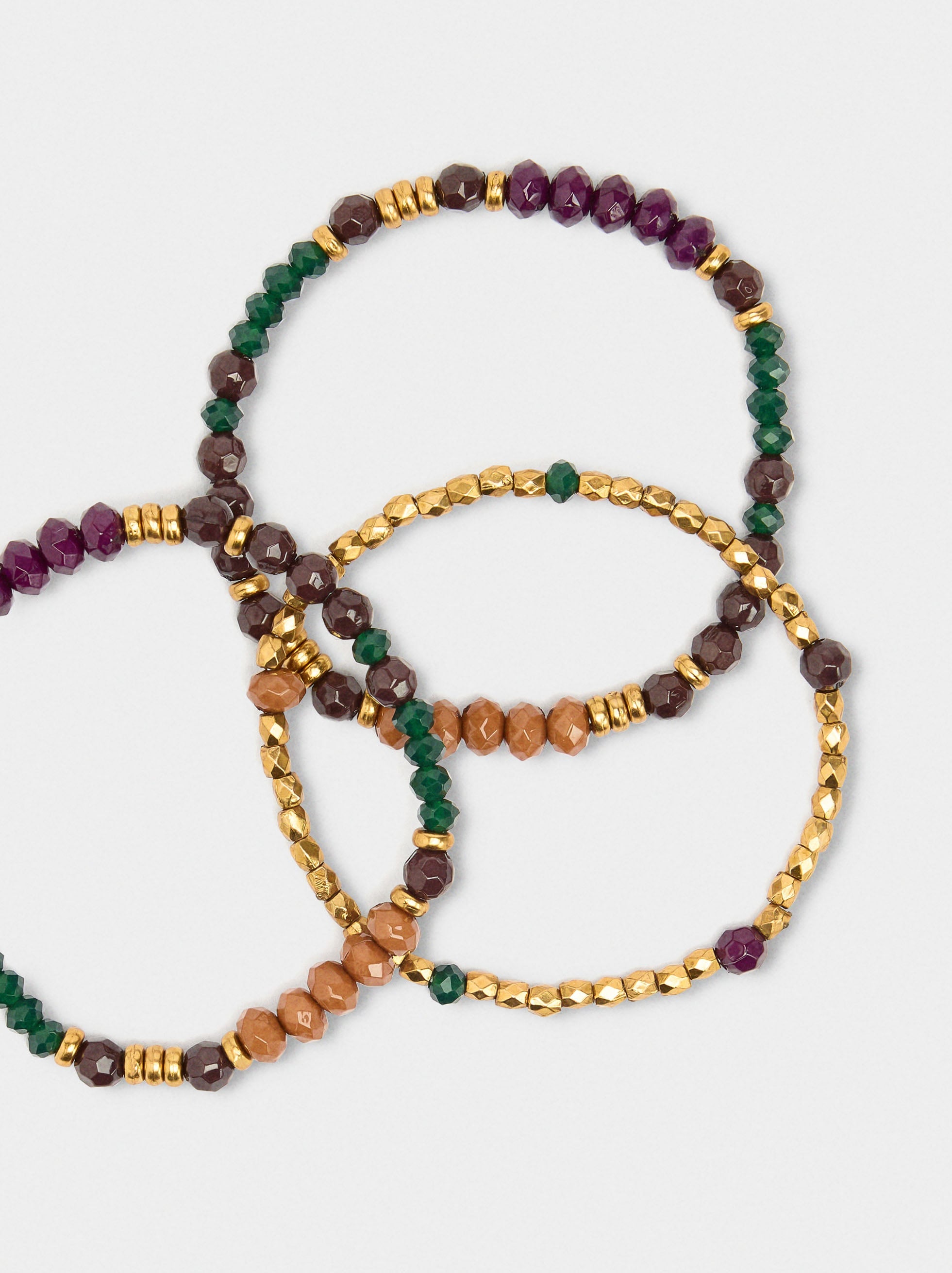 Set De Pulseras Elásticas De Abalorios Multicolor