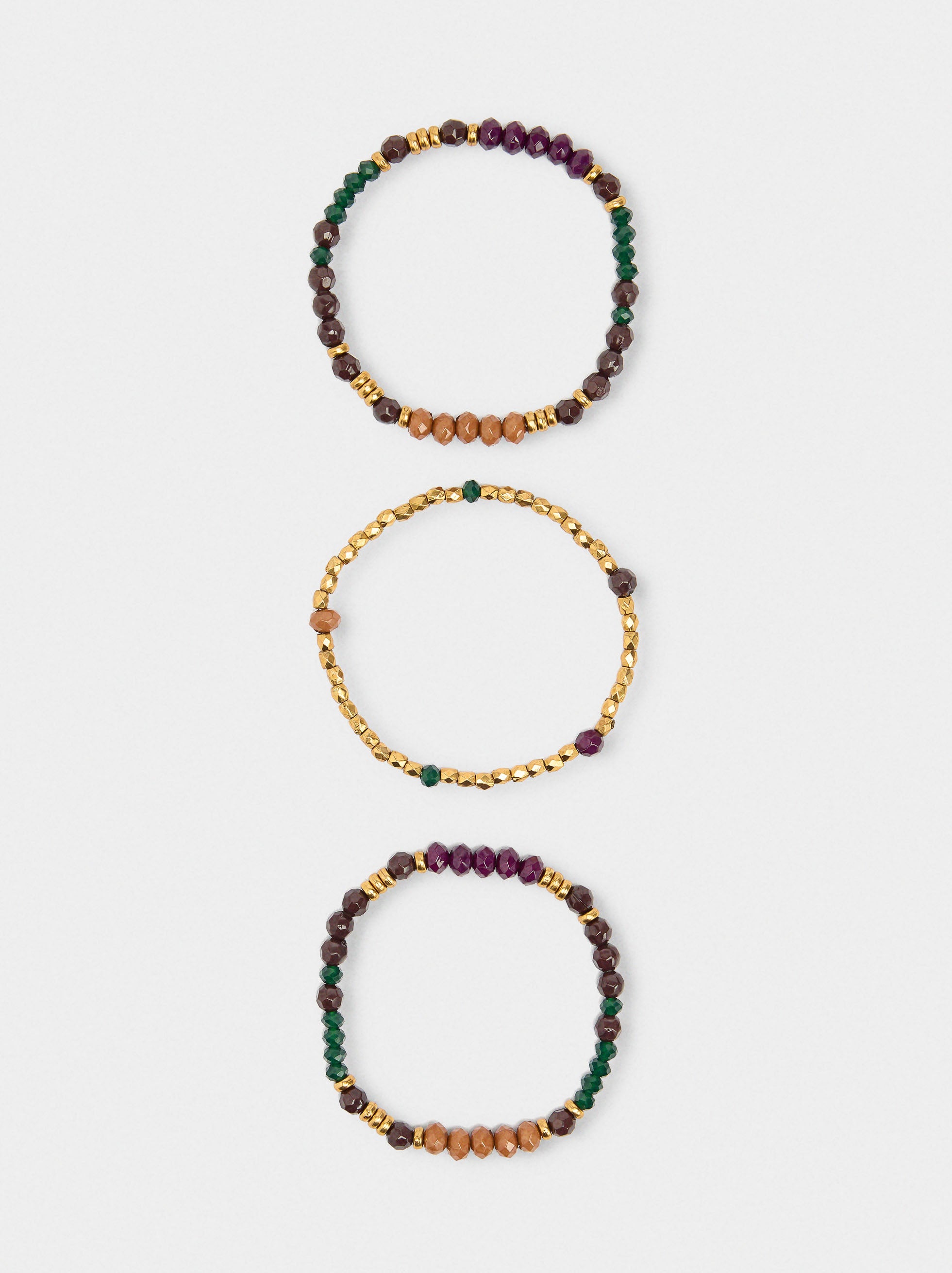 Set De Pulseras Elásticas De Abalorios Multicolor